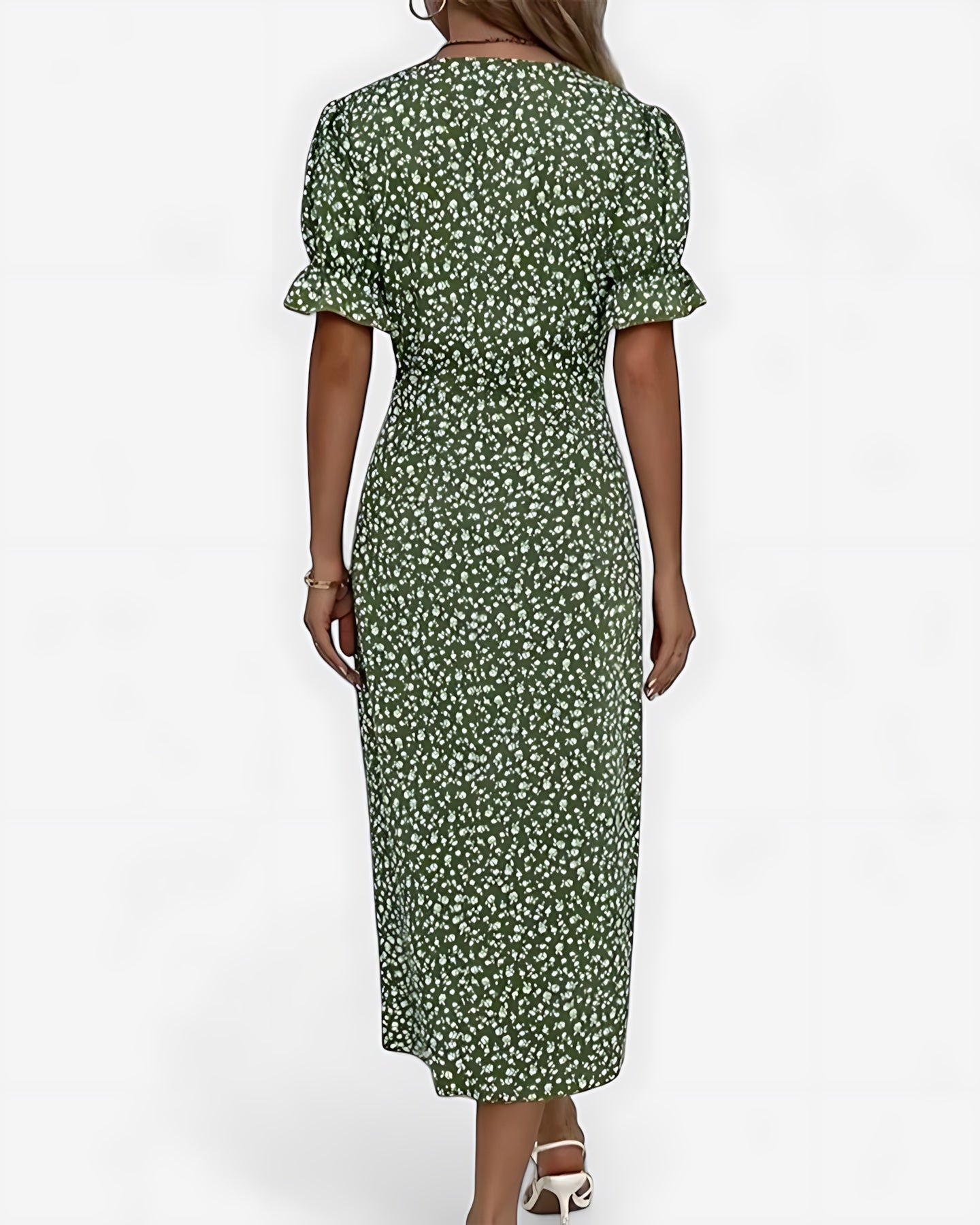 Della – Floral Ruffle Wrap Summer Midi Dress
