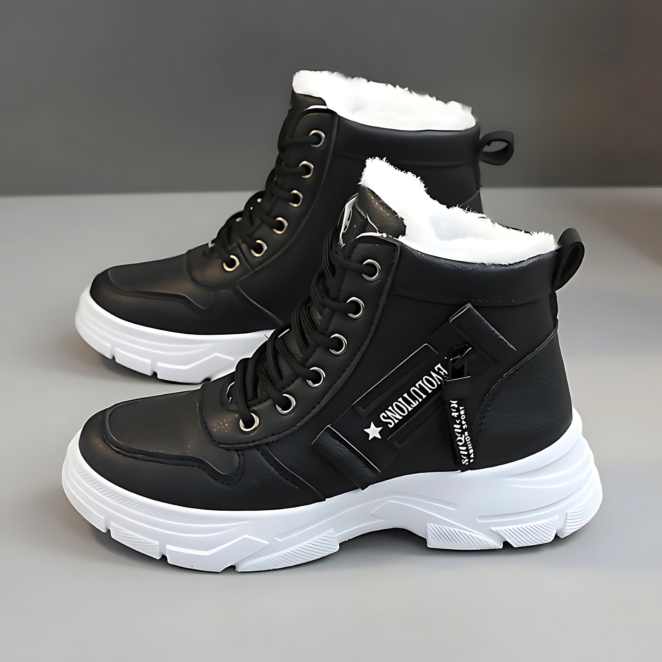 Della – Lace Up Chunky Sole Winter Ankle Boots