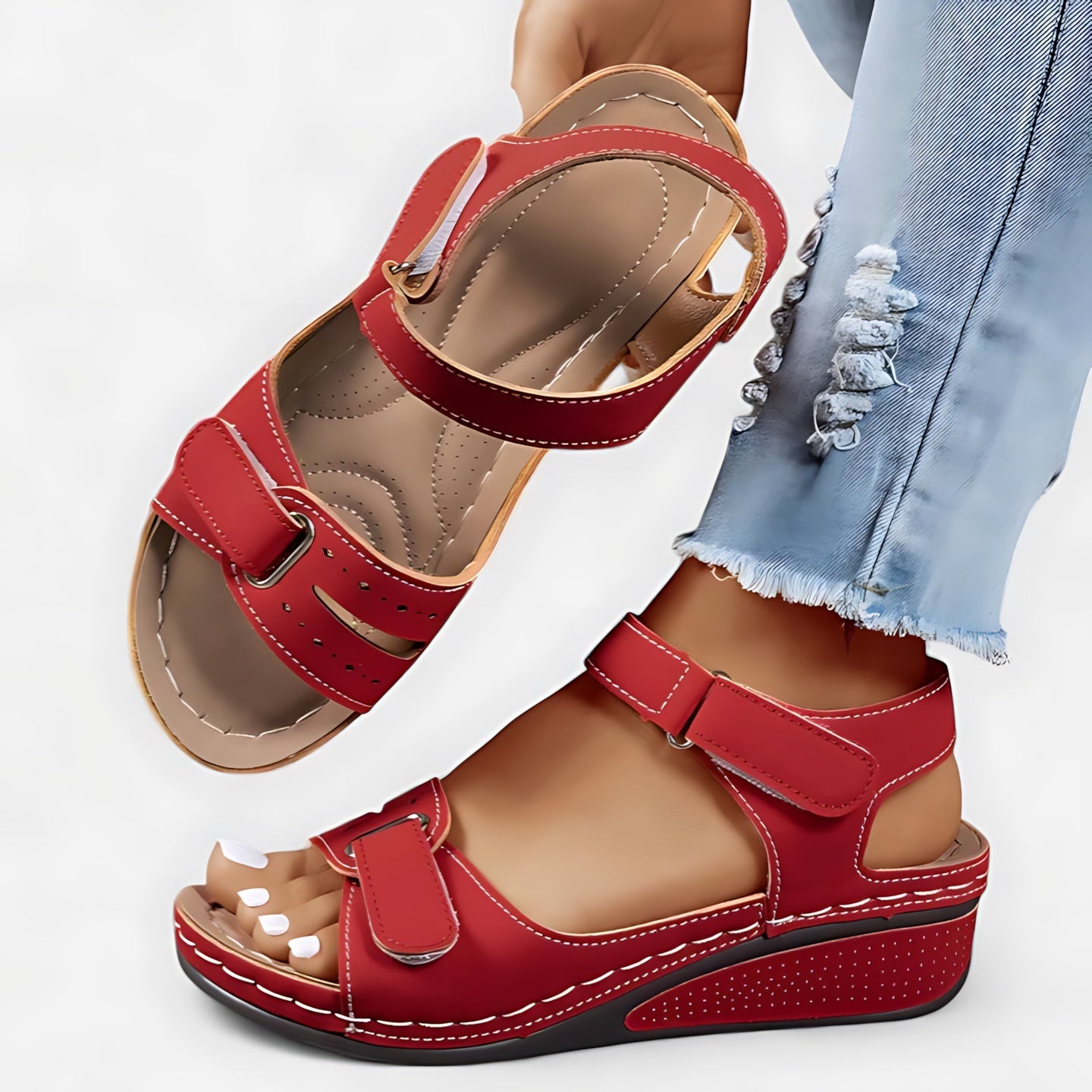 Diana – Cutout Strappy Low Wedge Sandals
