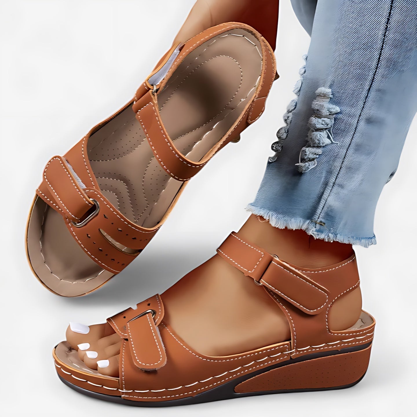 Diana – Cutout Strappy Low Wedge Sandals