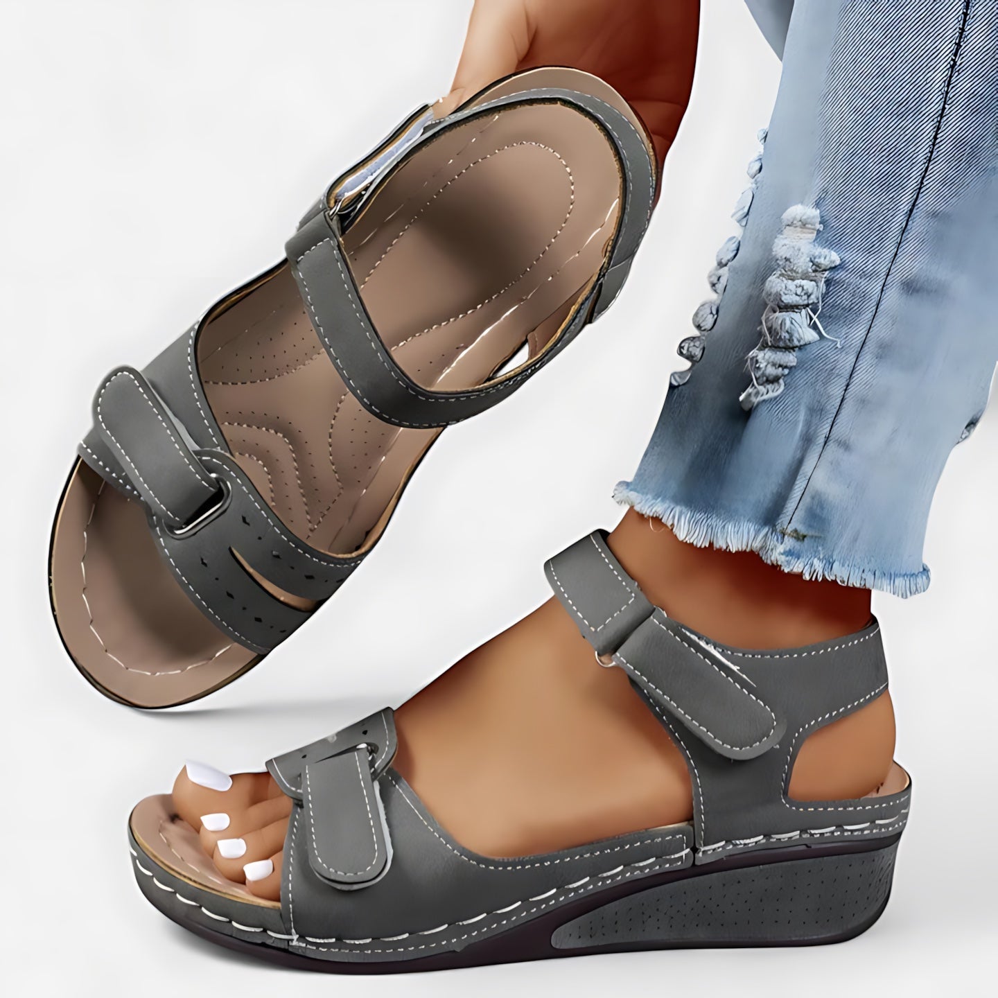 Diana – Cutout Strappy Low Wedge Sandals