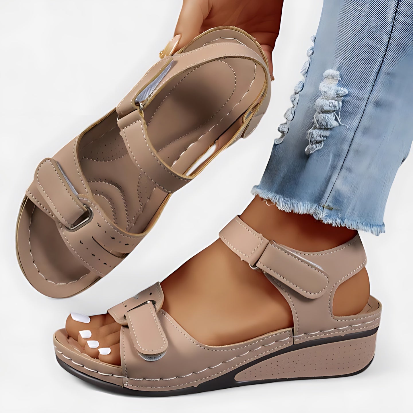 Diana – Cutout Strappy Low Wedge Sandals