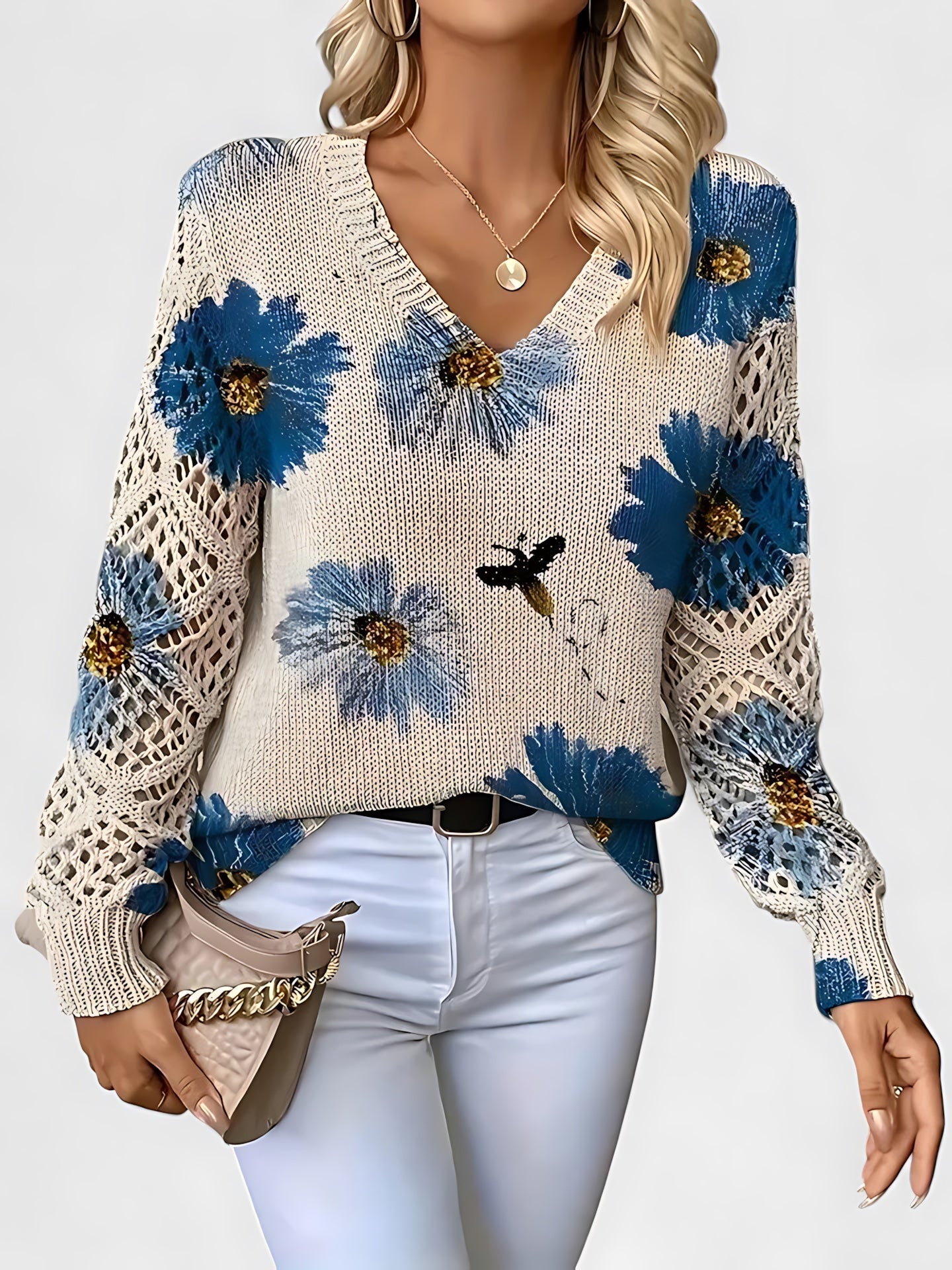 Diana – Floral Print V Neck Blouse