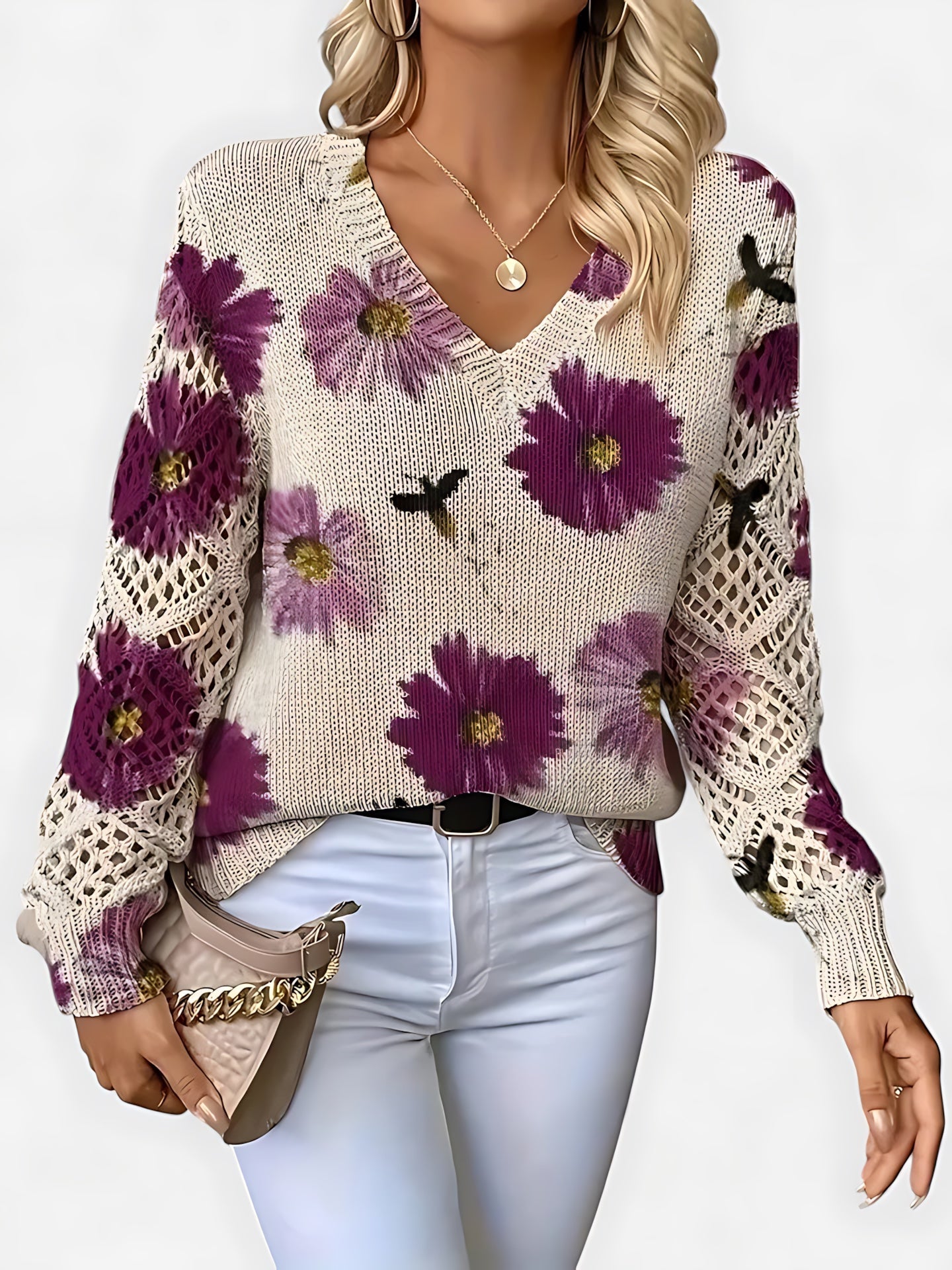 Diana – Floral Print V Neck Blouse