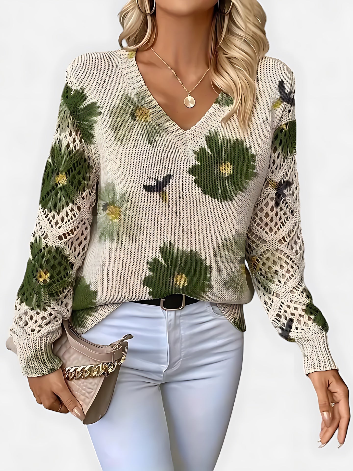 Diana – Floral Print V Neck Blouse