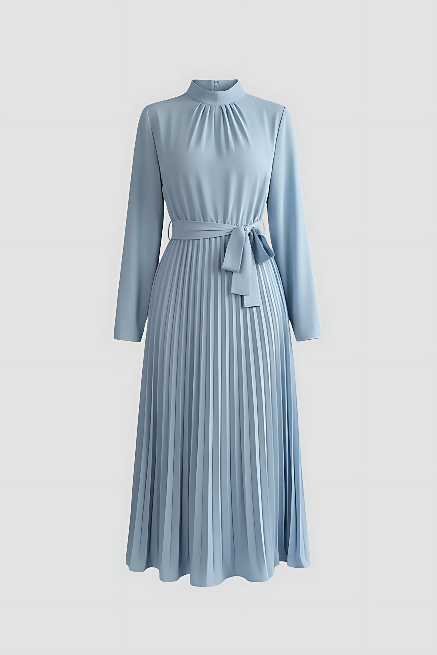 Diana – Mock Neck Long Sleeve Pleated Midi Dress
