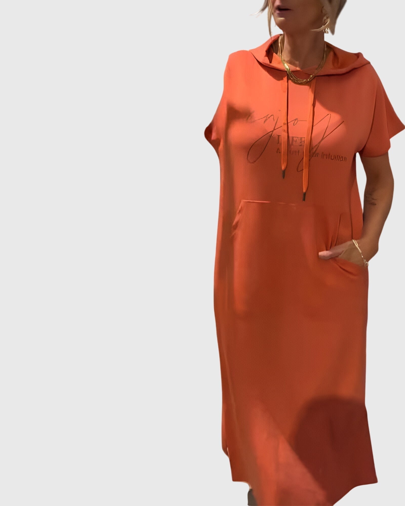 Stella – Short Sleeve Midi Hoodie Dress