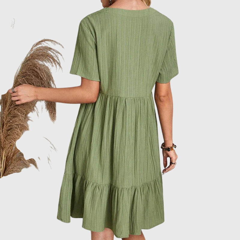 Daisy – V Neck Tiered Ruffle Hem Mini Dress