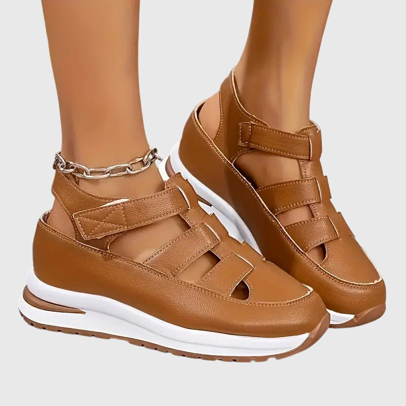 Sarah – Cutout Closed Toe Wedge Sandals