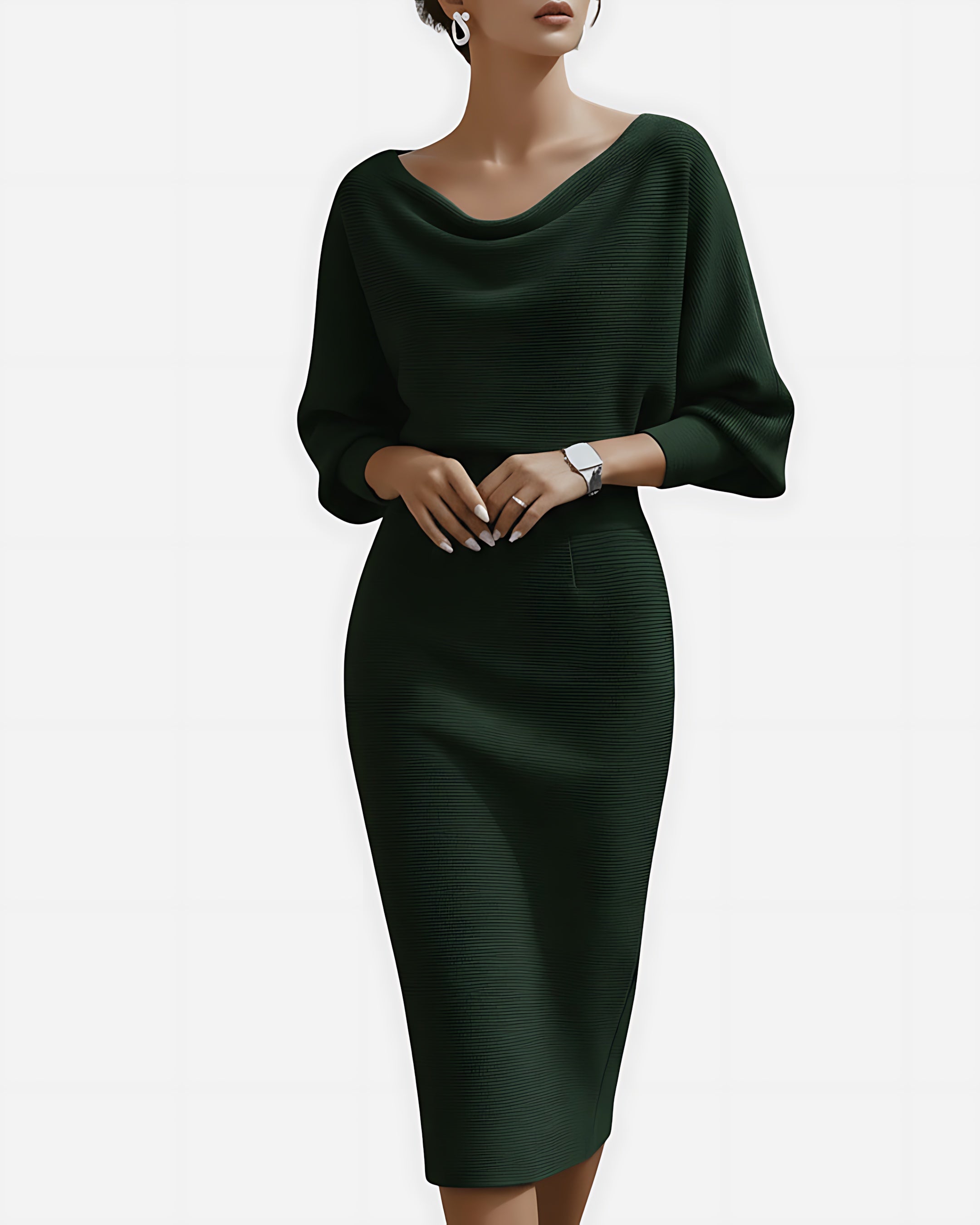 Eden – Cowl Neck Batwing Sleeve Midi Dress