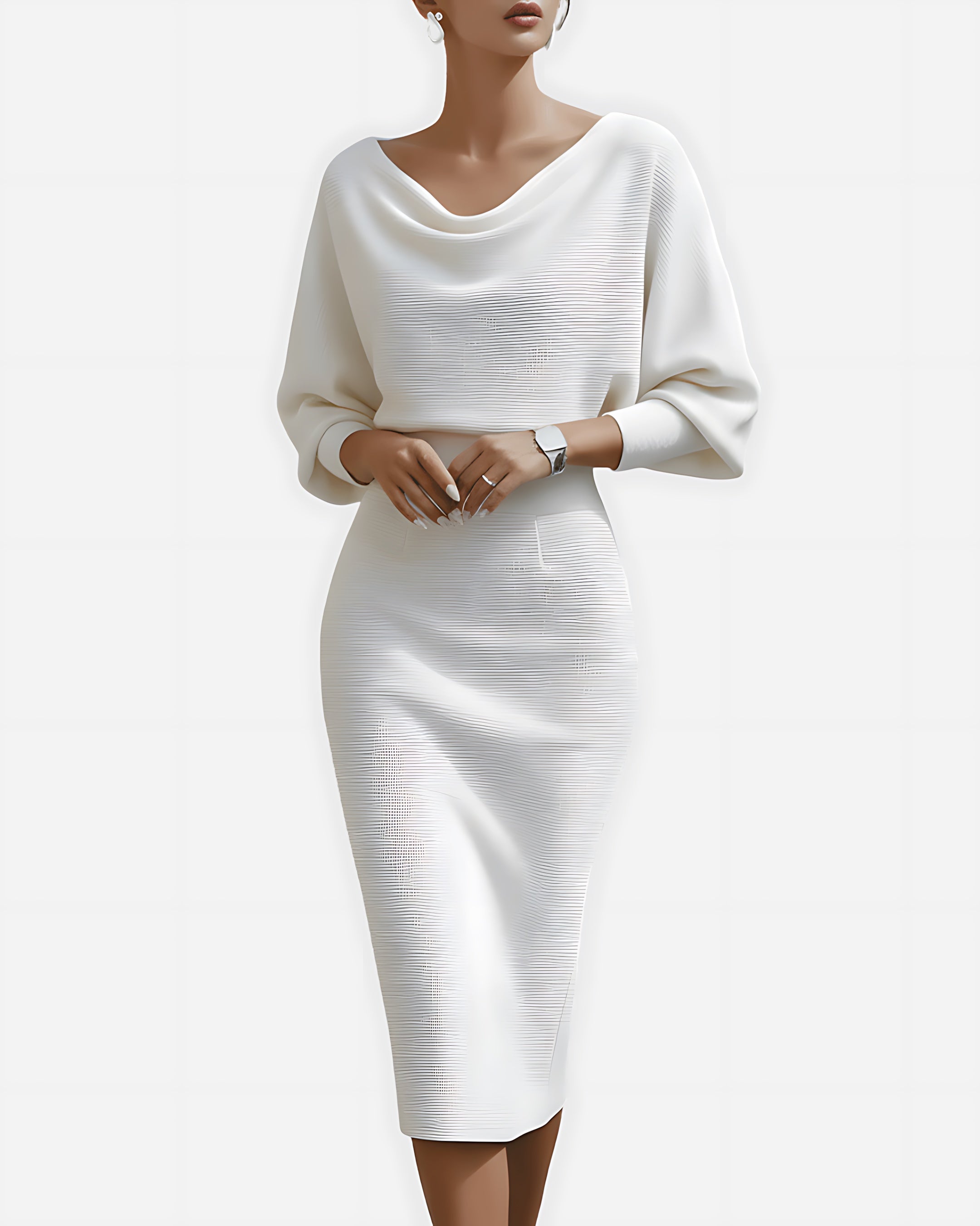Eden – Cowl Neck Batwing Sleeve Midi Dress