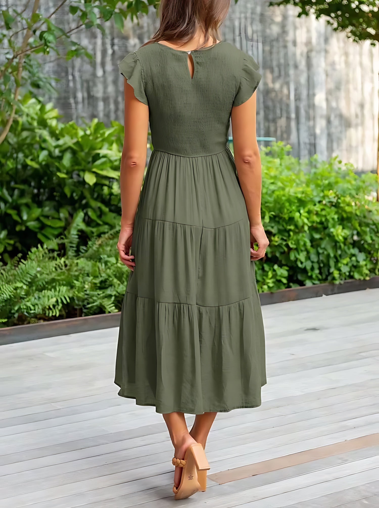 Eden – Ruffle Sleeve Tiered Summer Midi Dress