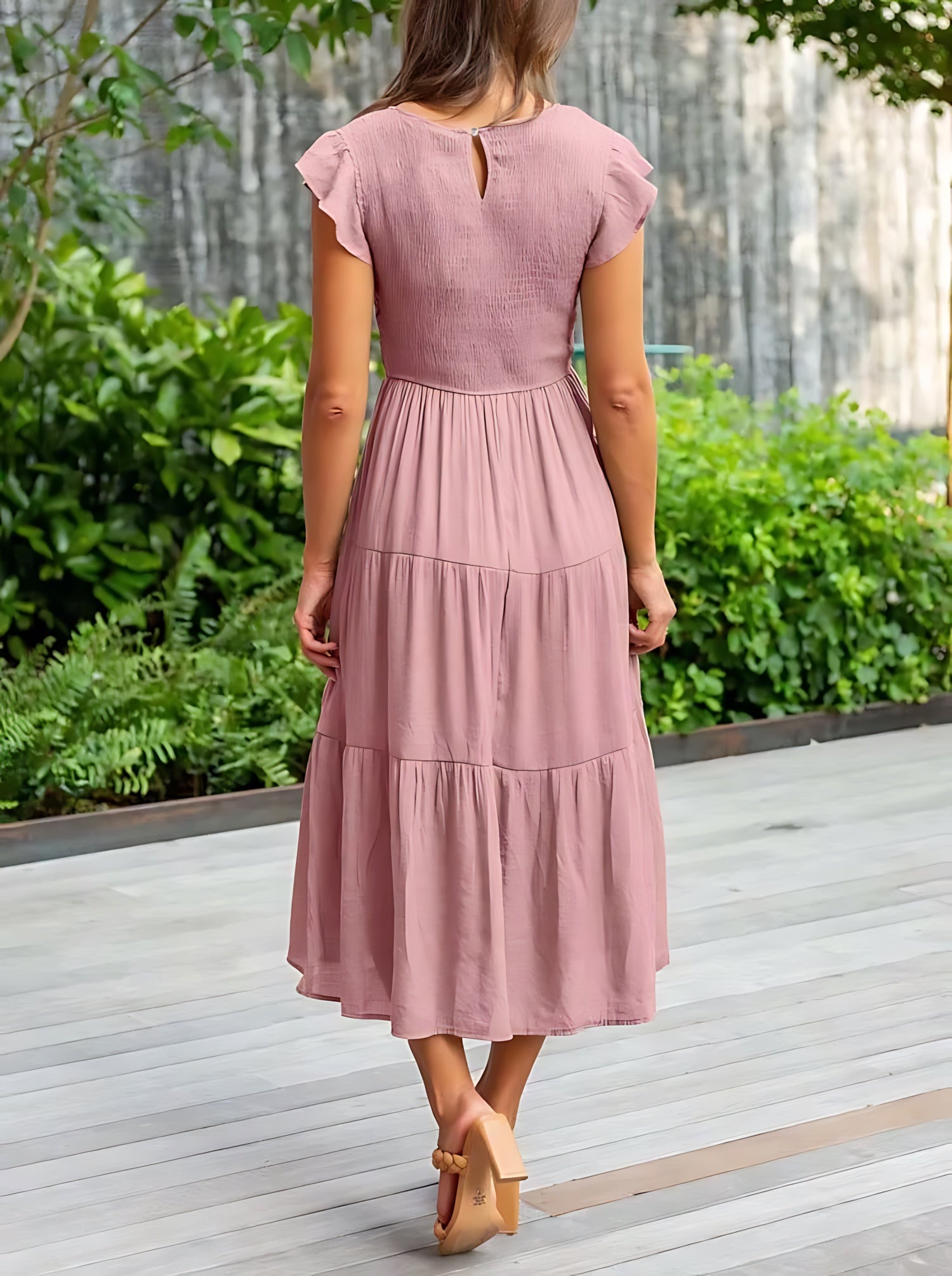 Eden – Ruffle Sleeve Tiered Summer Midi Dress
