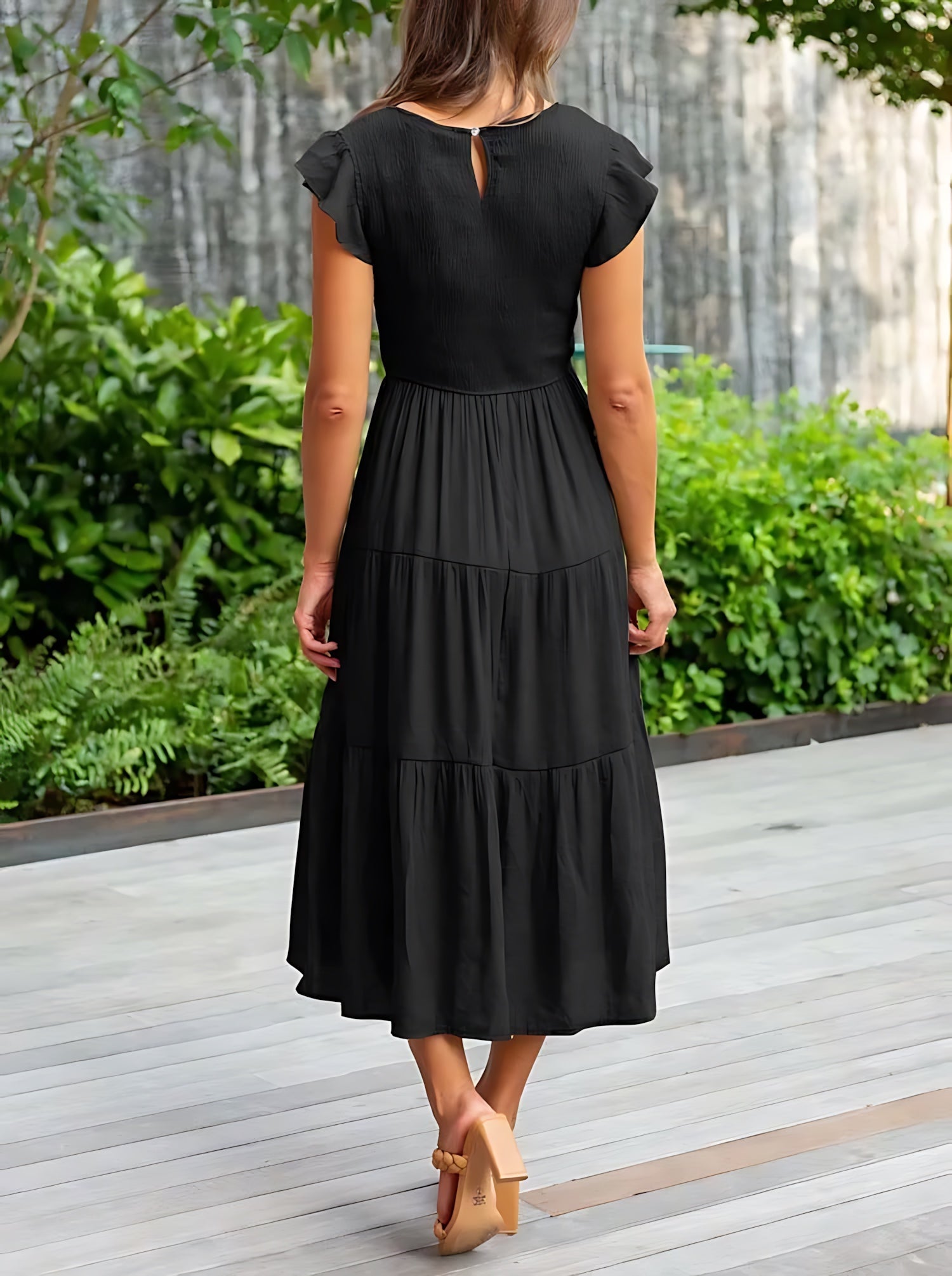 Eden – Ruffle Sleeve Tiered Summer Midi Dress