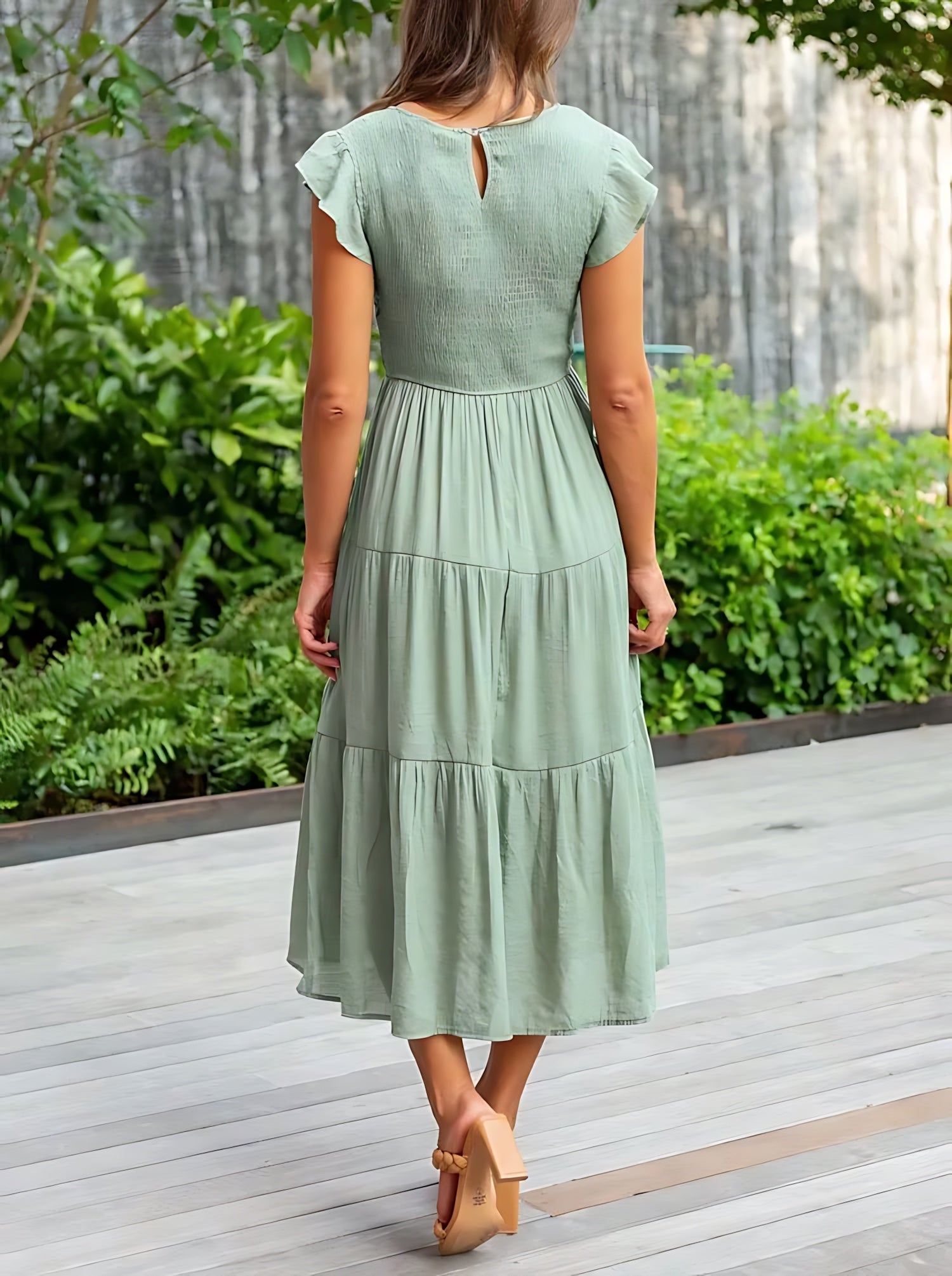 Eden – Ruffle Sleeve Tiered Summer Midi Dress