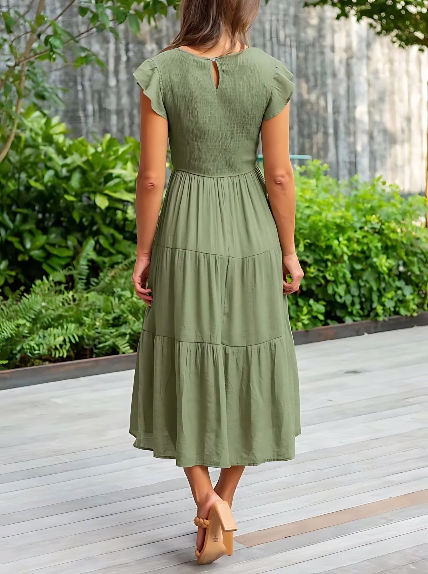 Eden – Ruffle Sleeve Tiered Summer Midi Dress