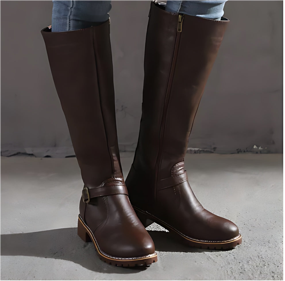 Edith – Leather Knee High Riding Boots