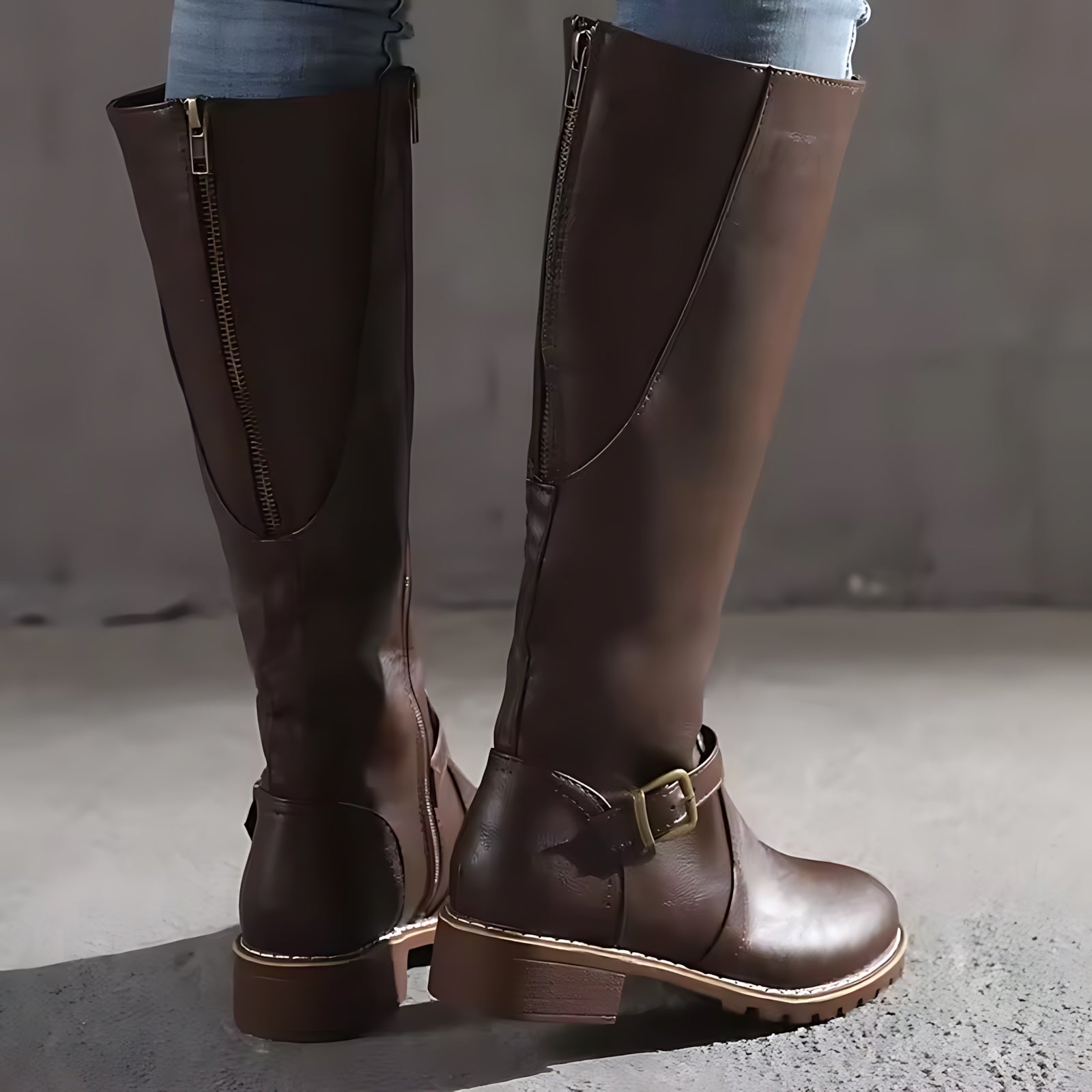 Edith – Leather Knee High Riding Boots