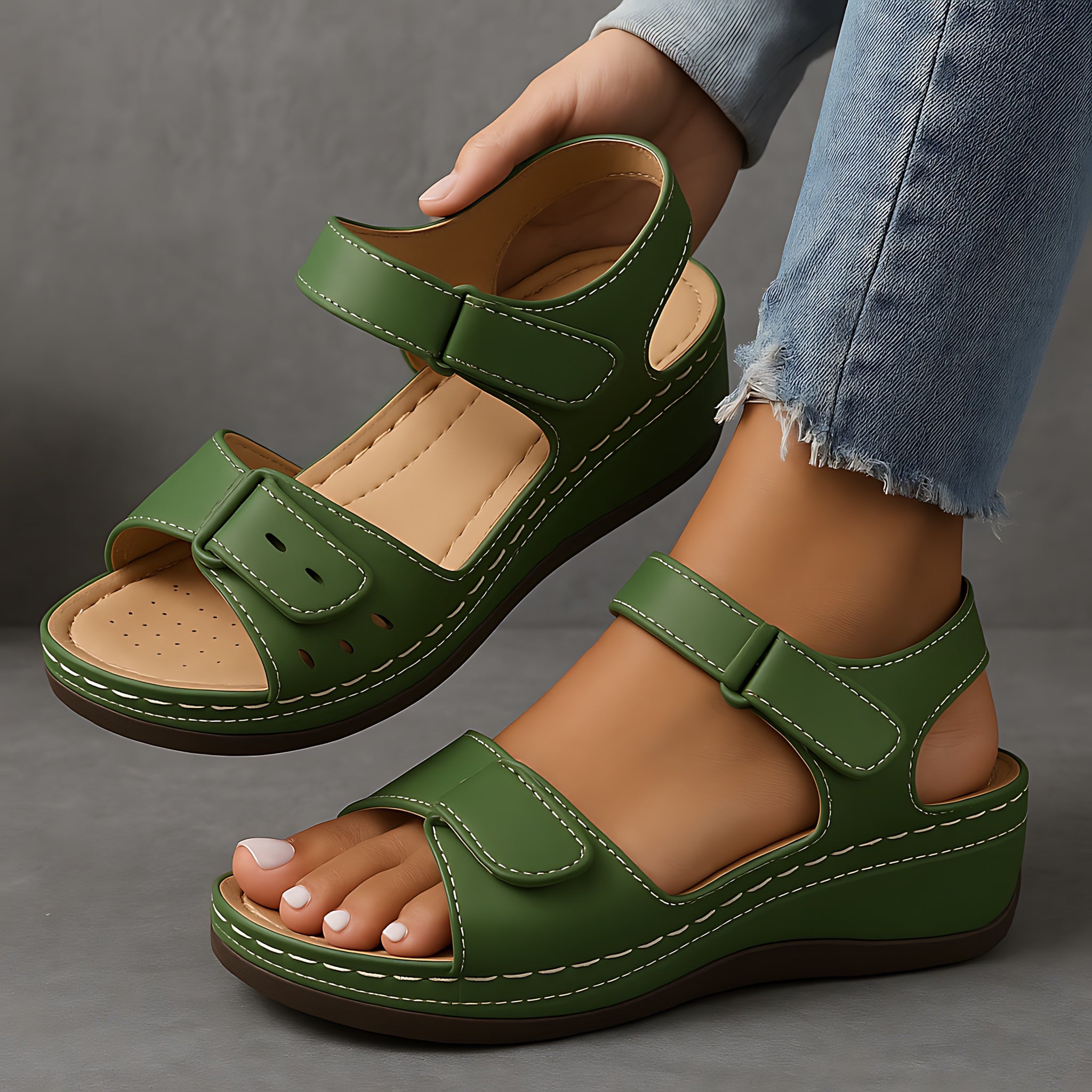 Edith – Orthopedic Double Strap Flat Sandals