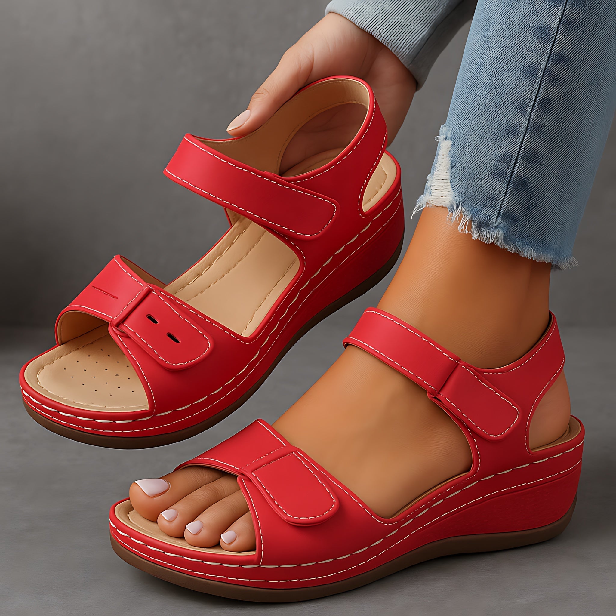 Edith – Orthopedic Double Strap Flat Sandals