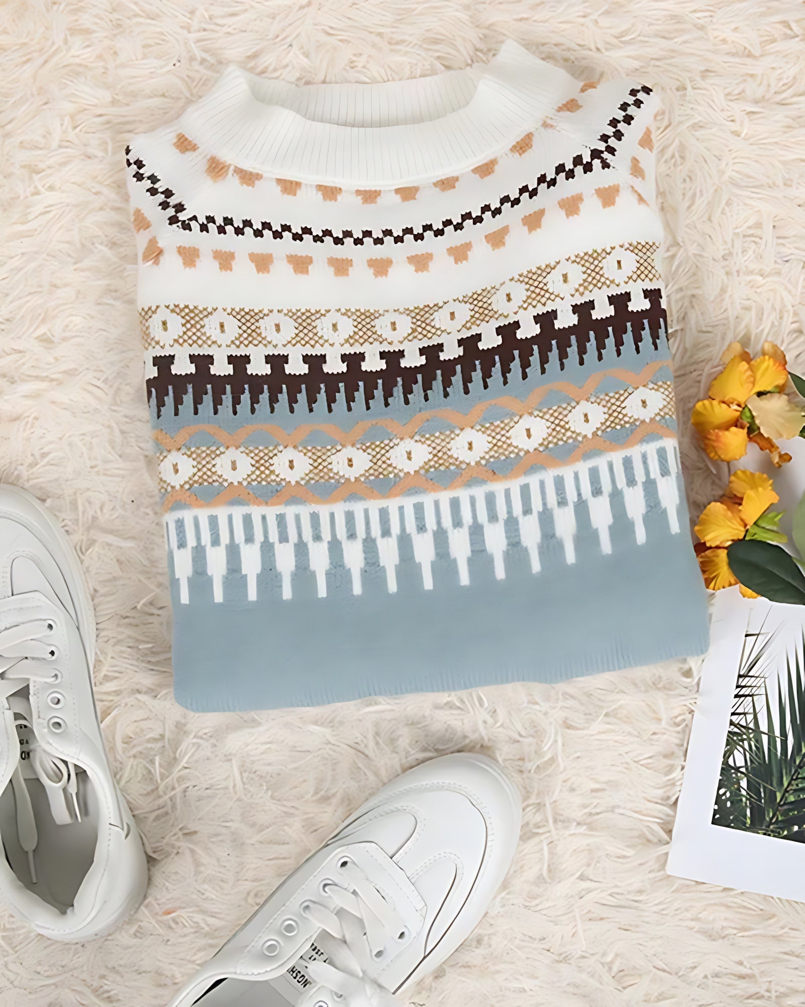 Eliana – Fair Isle Crew Neck Knit Sweater