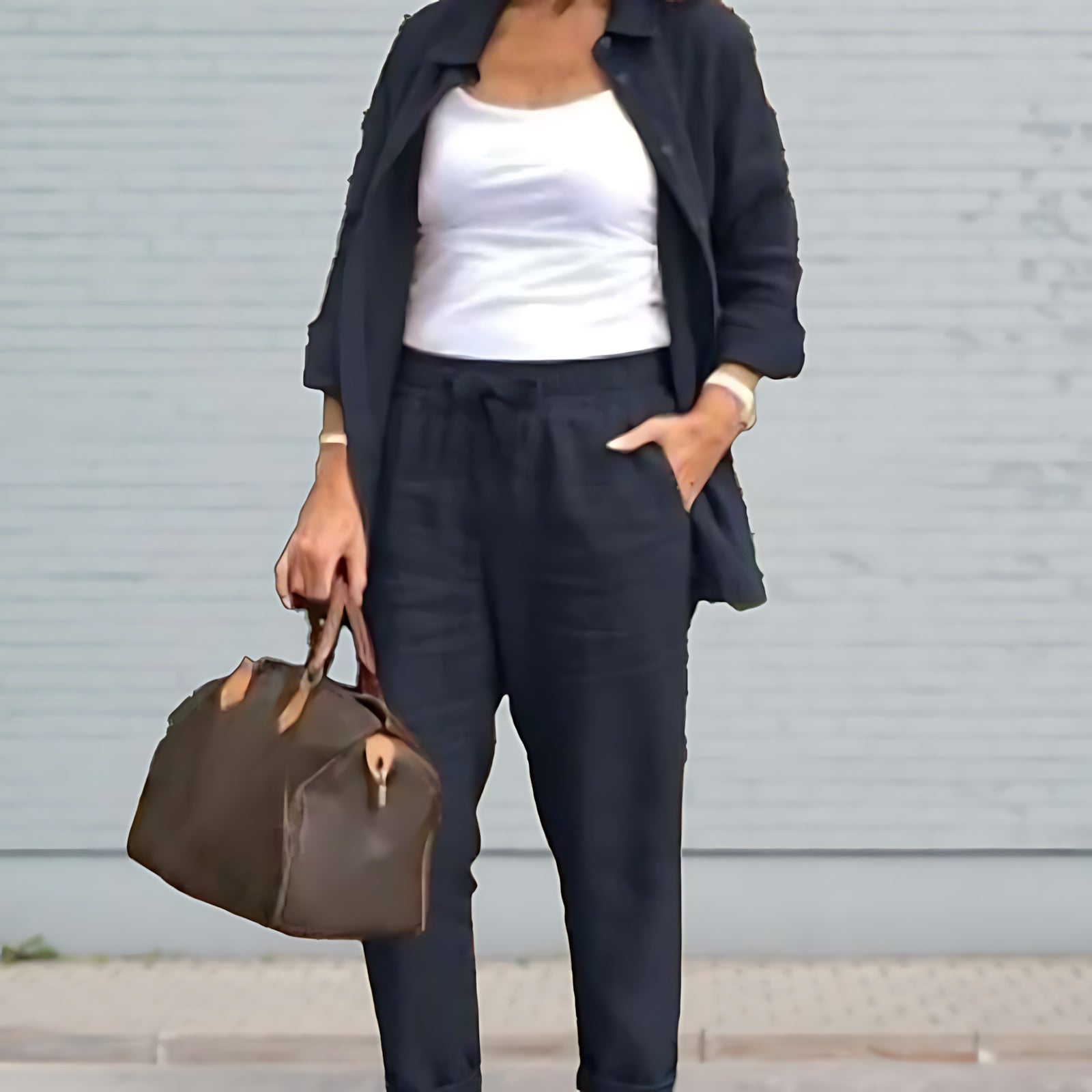 Eliana – Striped Button Up Shirt and Pants Set