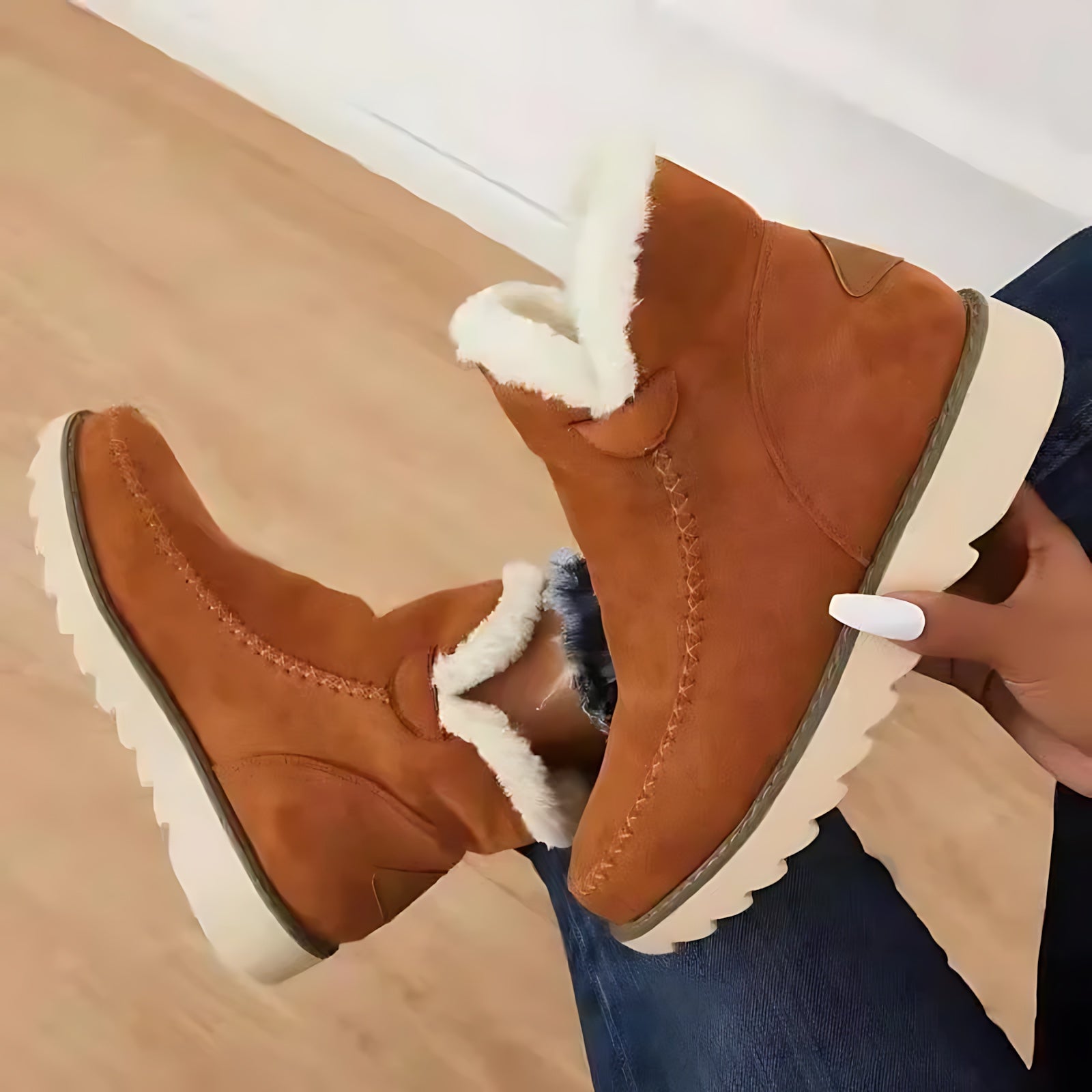 Eliana – Suede Faux Fur Lined Ankle Boots