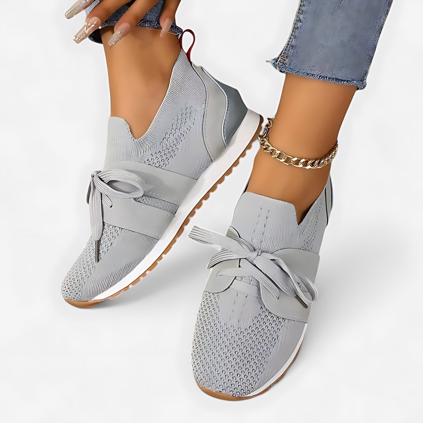 Elise – Stretch Knit Lace Up Sock Sneakers