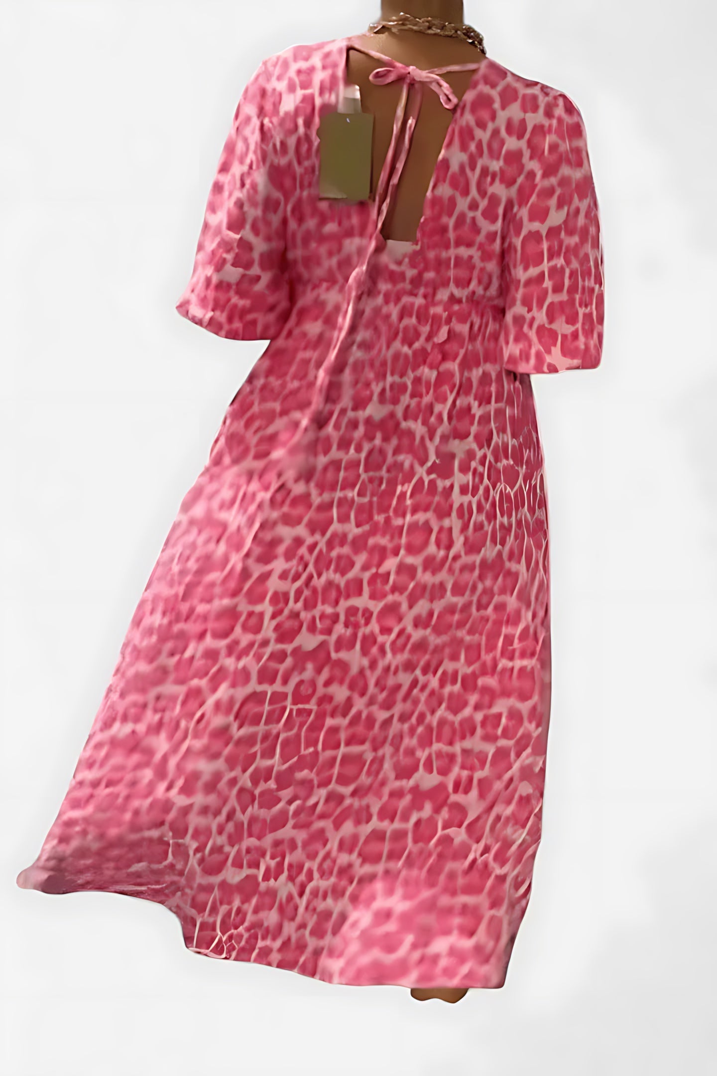 Elise – Striped V Neck Puff Sleeve Maxi Dress