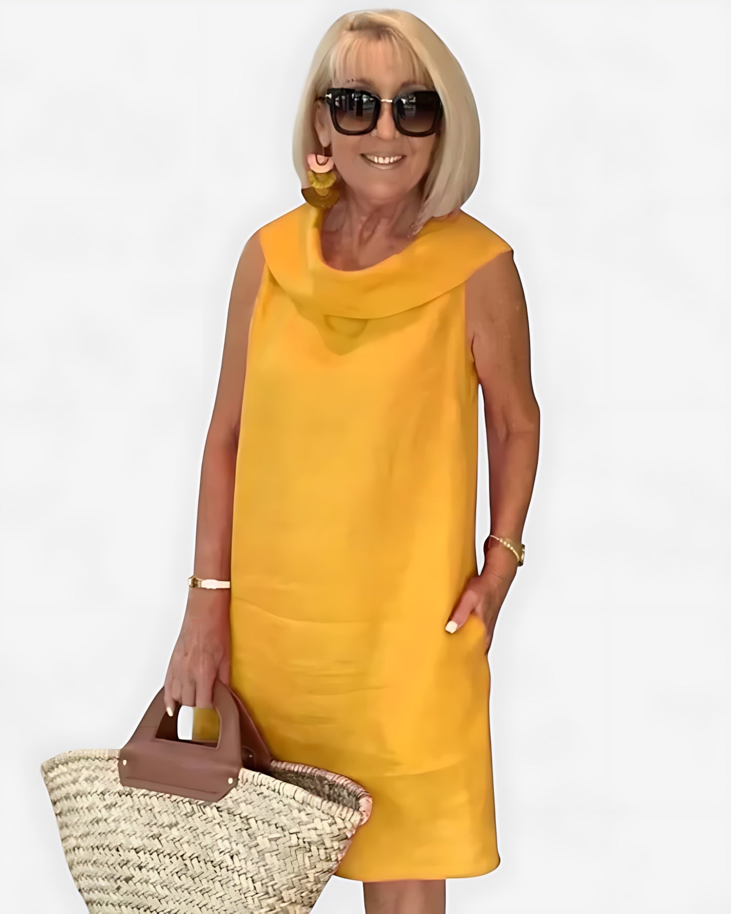 Elise – V Neck Shift Summer Midi Dress