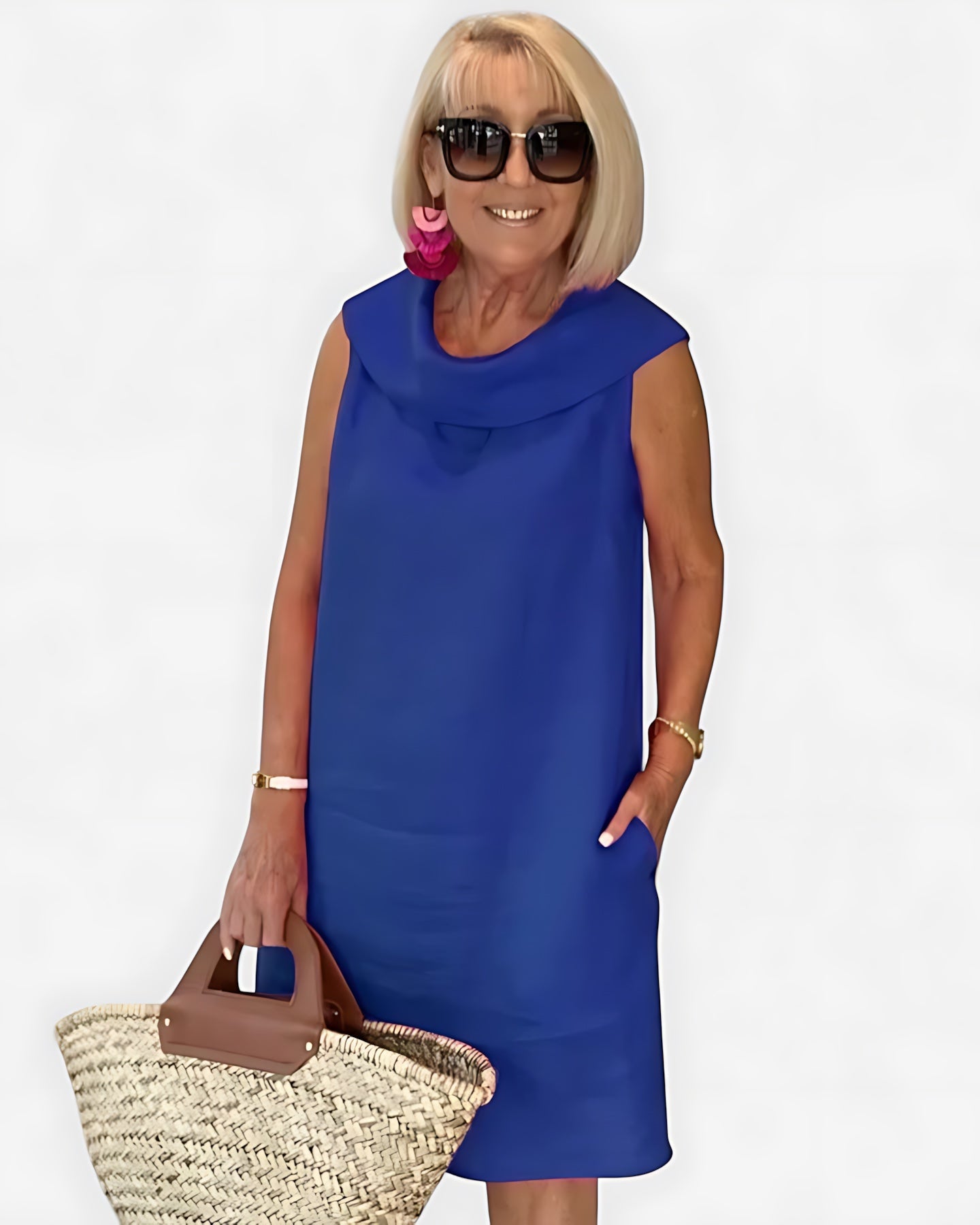 Elise – V Neck Shift Summer Midi Dress