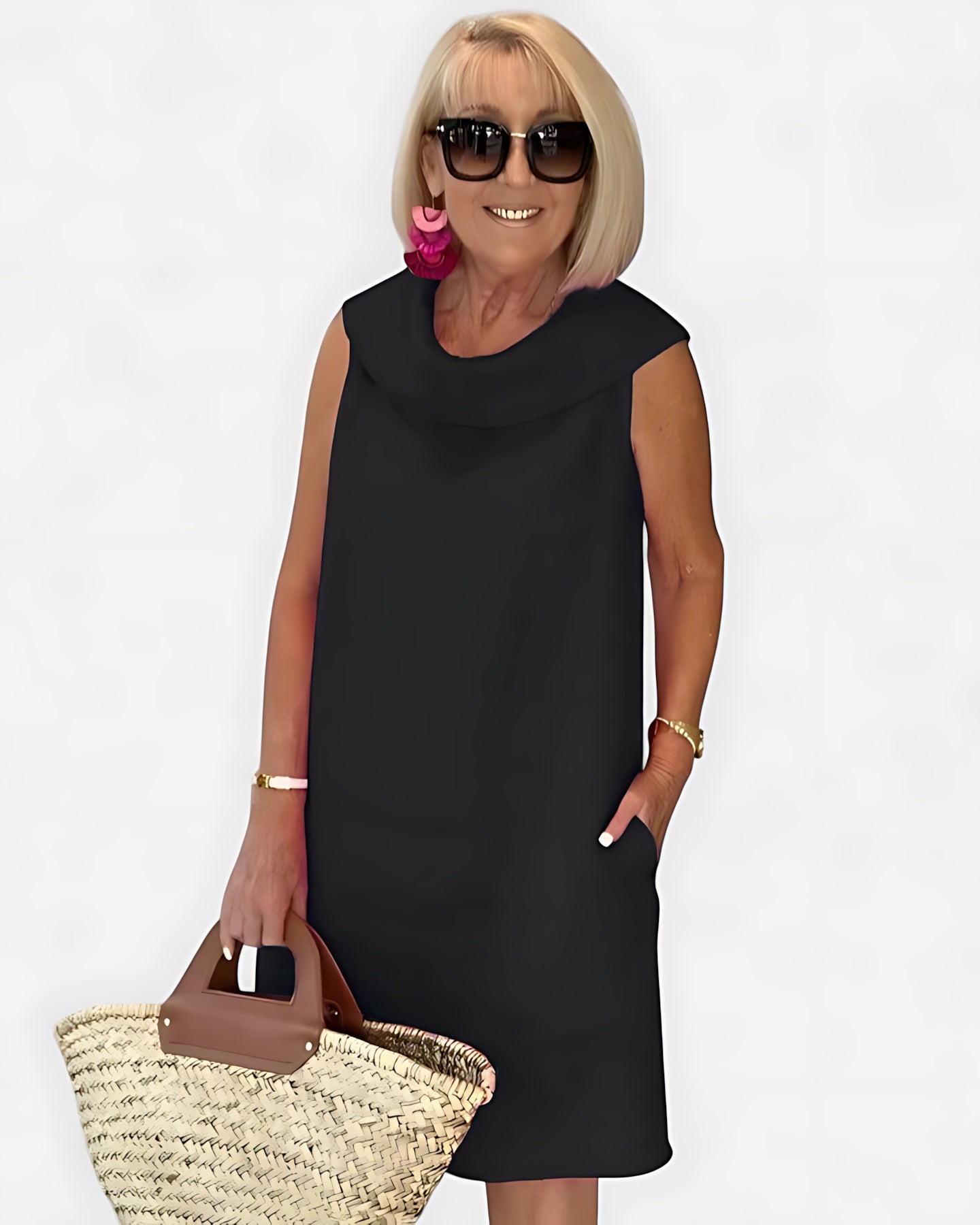 Elise – V Neck Shift Summer Midi Dress