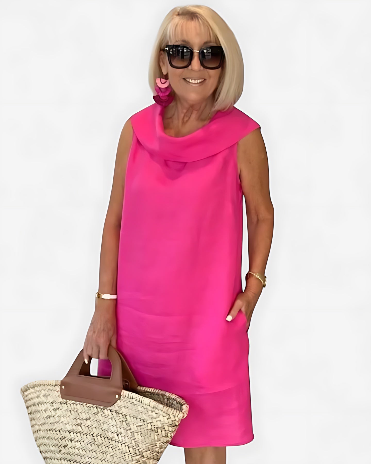 Elise – V Neck Shift Summer Midi Dress