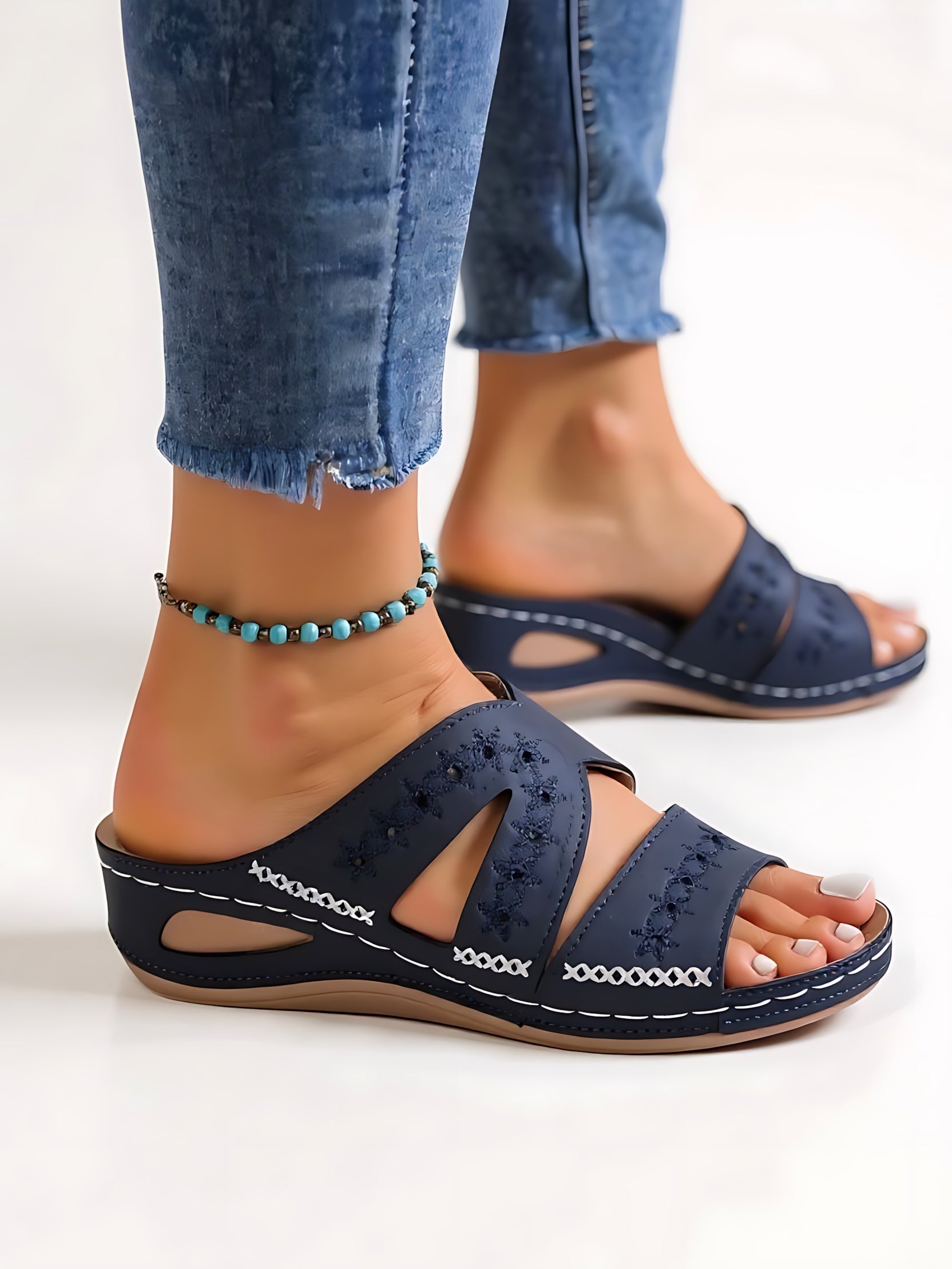 Elise – Woven Crossover Slide Sandals