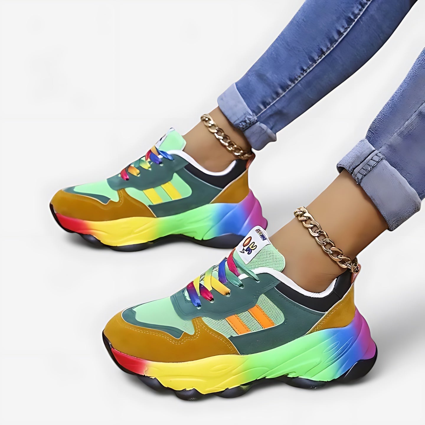 Elizabeth – Colorblock Chunky Sole Lace Up Sneakers