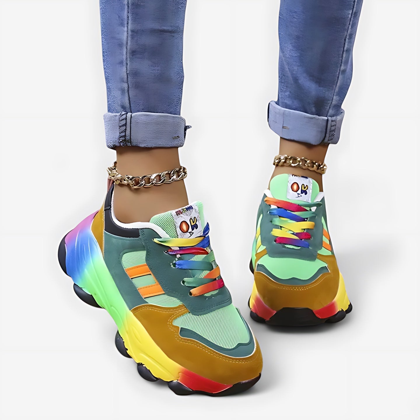 Elizabeth – Colorblock Chunky Sole Lace Up Sneakers