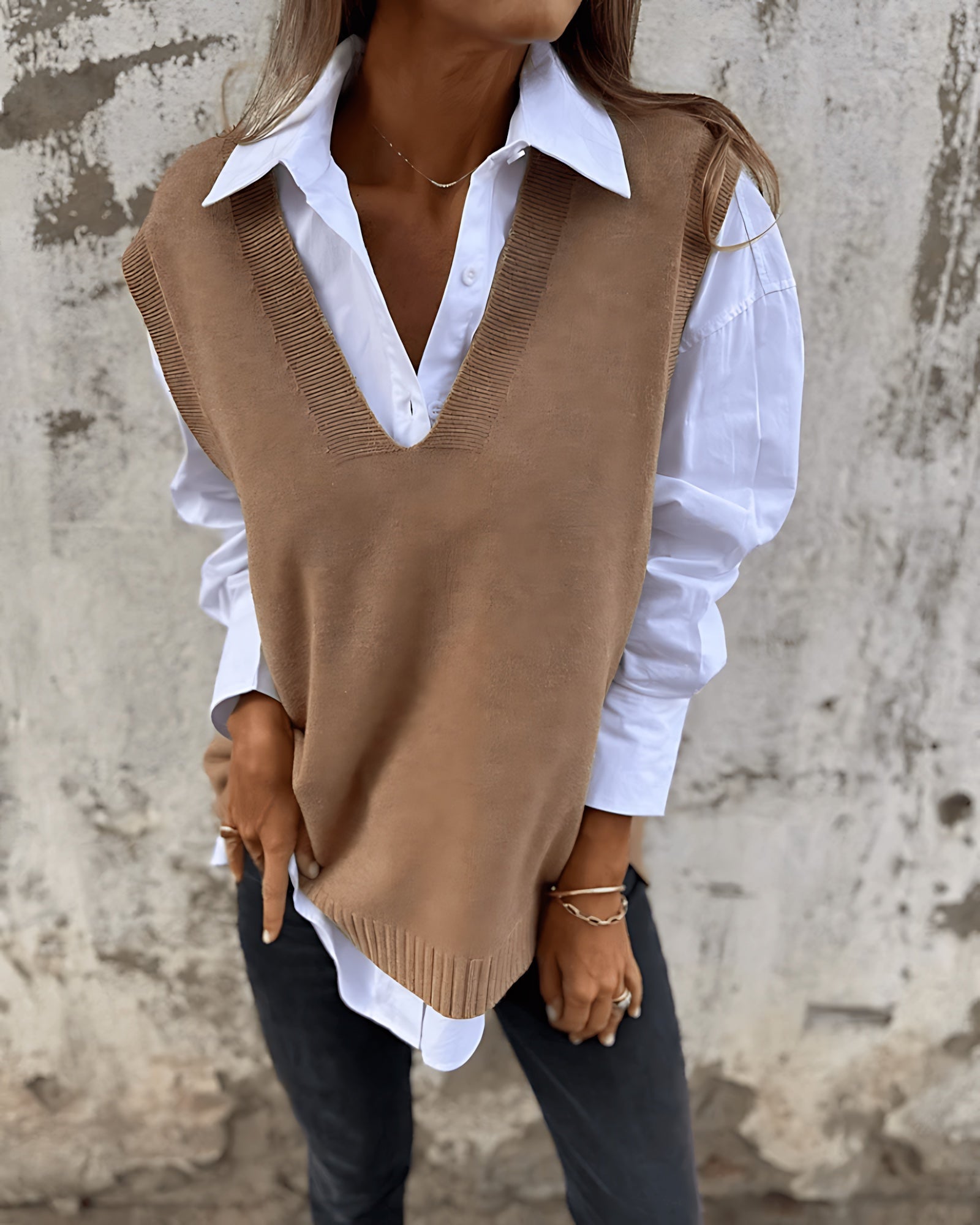 Elizabeth – V Neck Knit Sweater Vest