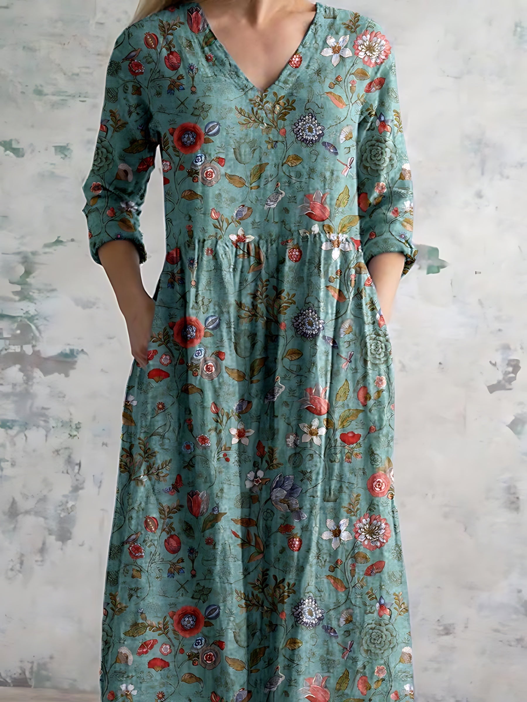 Ella – Ditsy Floral V Neck Boho Maxi Dress