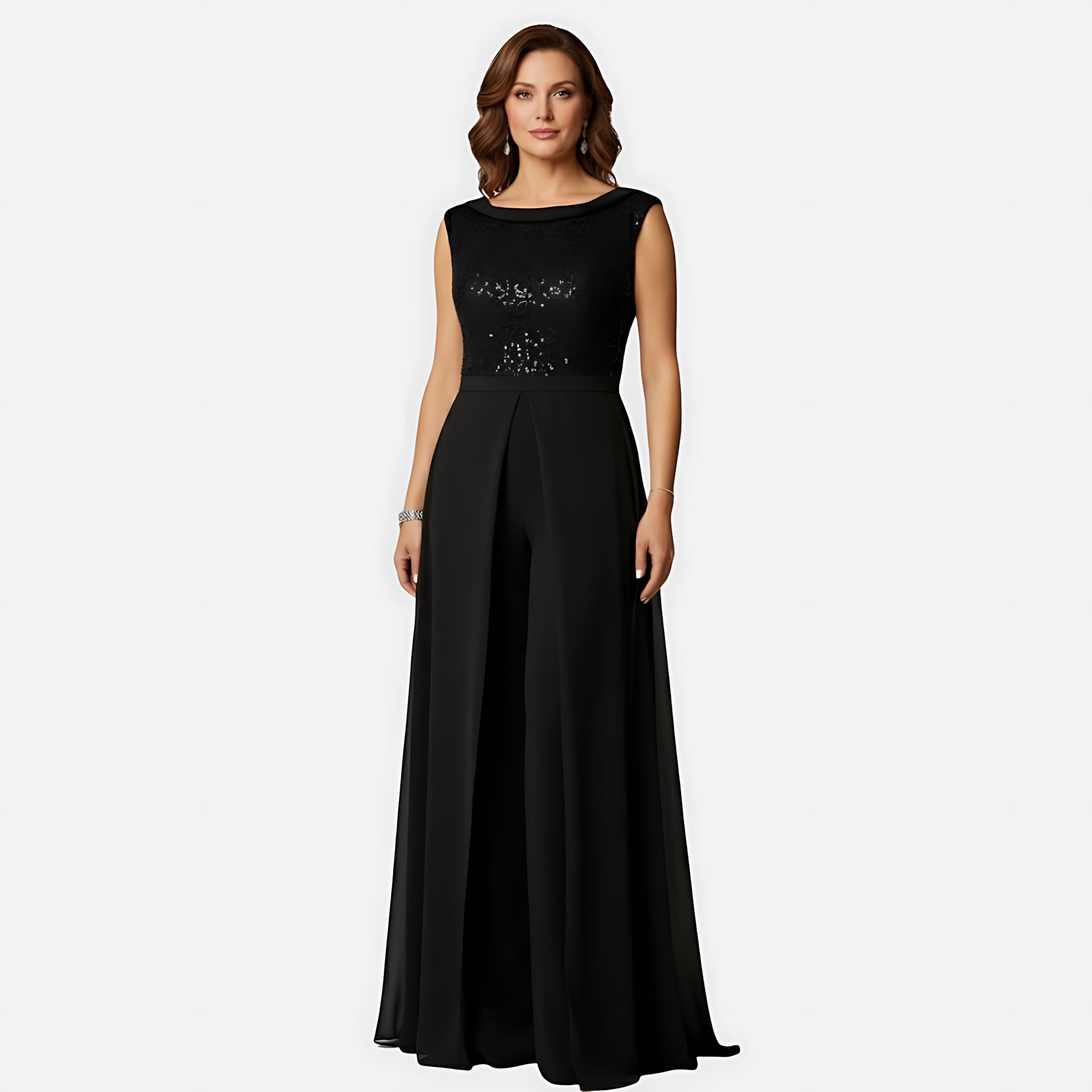 Ella – Sequin Lace Wide Leg Evening Jumpsuit