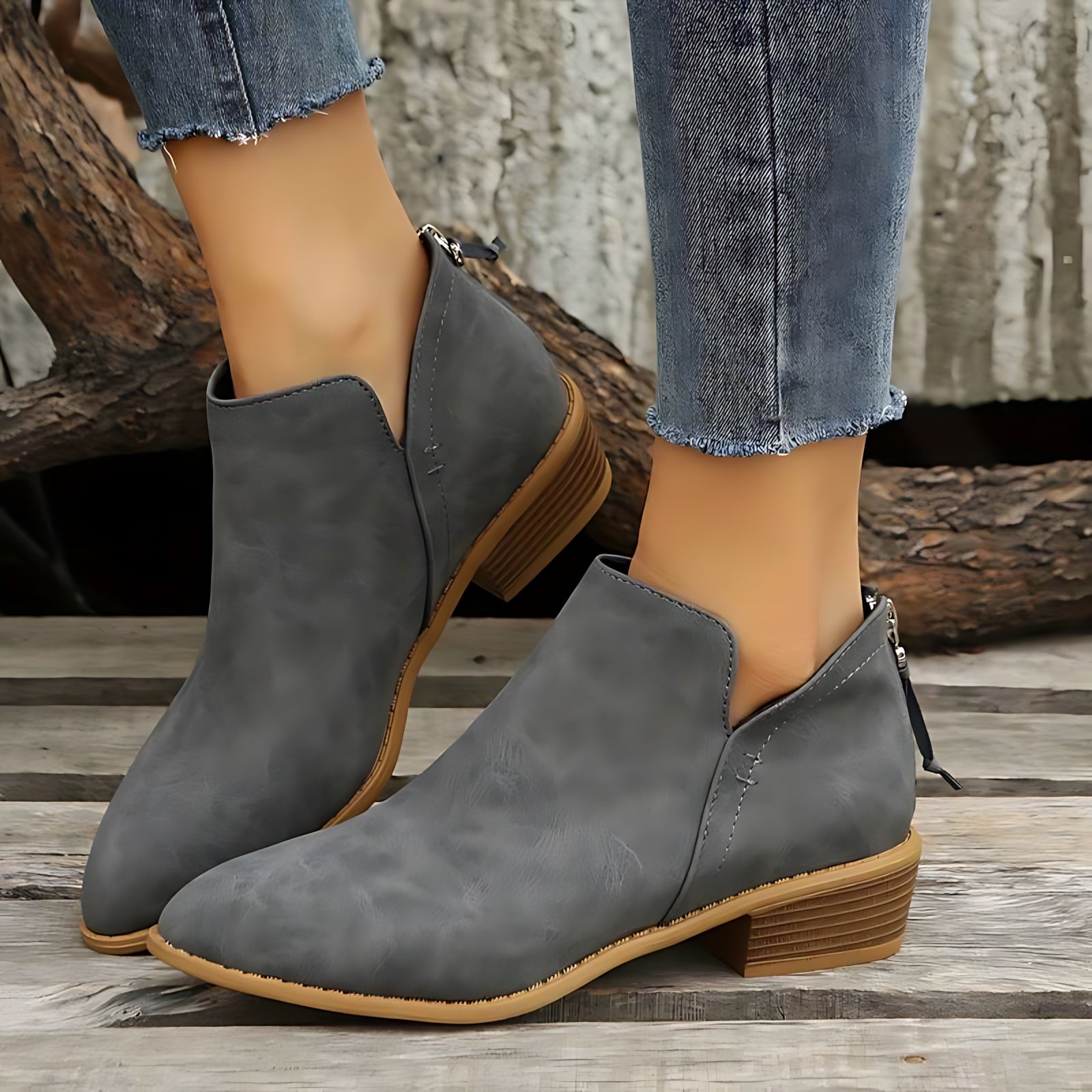 Ella – Suede Pointed Toe Flat Ankle Boots