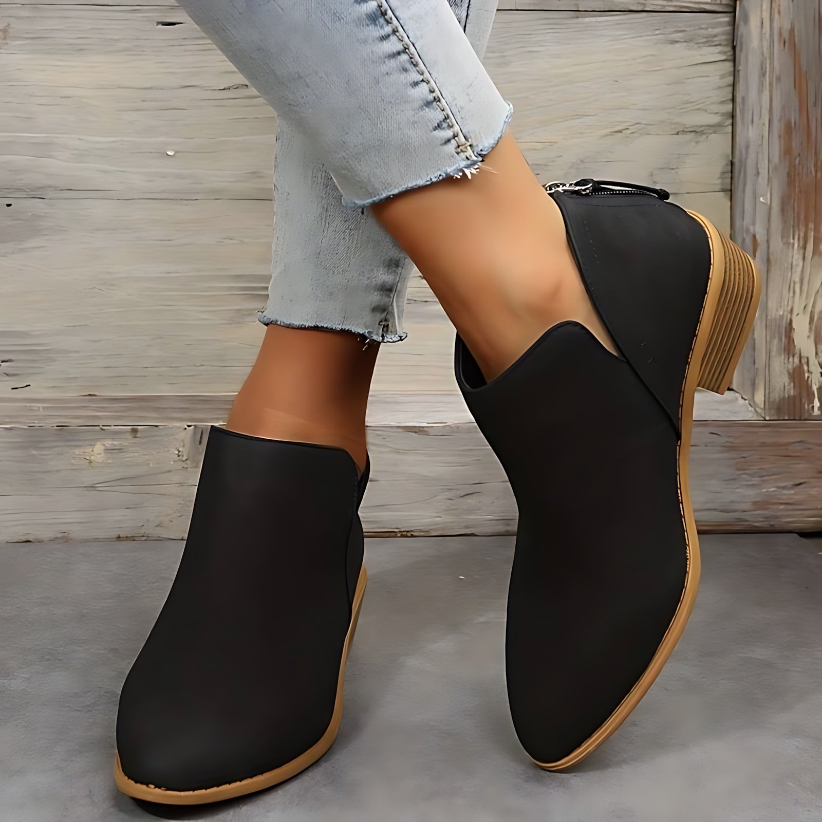 Ella – Suede Pointed Toe Flat Ankle Boots