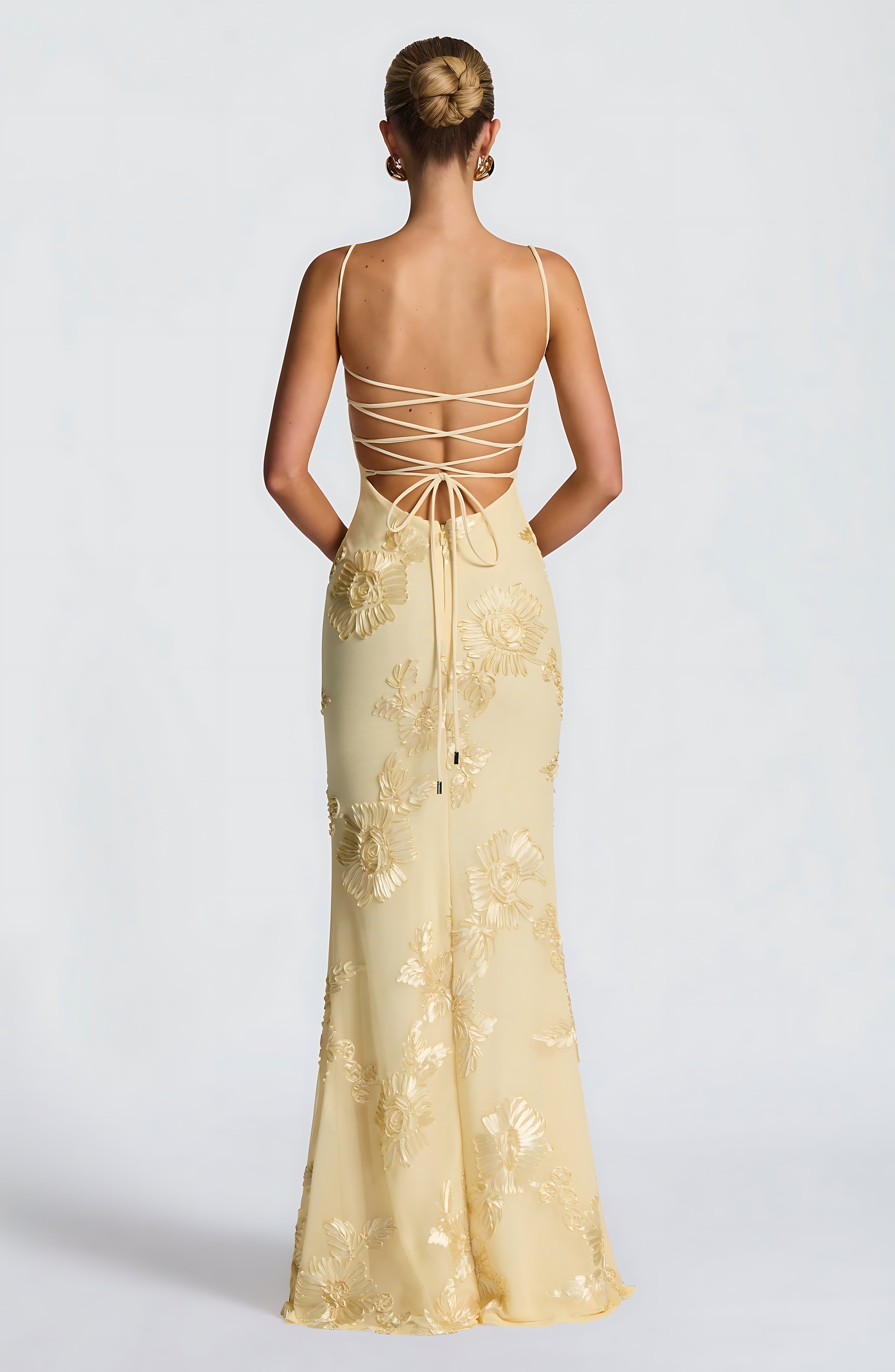 Elliana – Floral Embroidered Corset Wedding Guest Maxi Dress