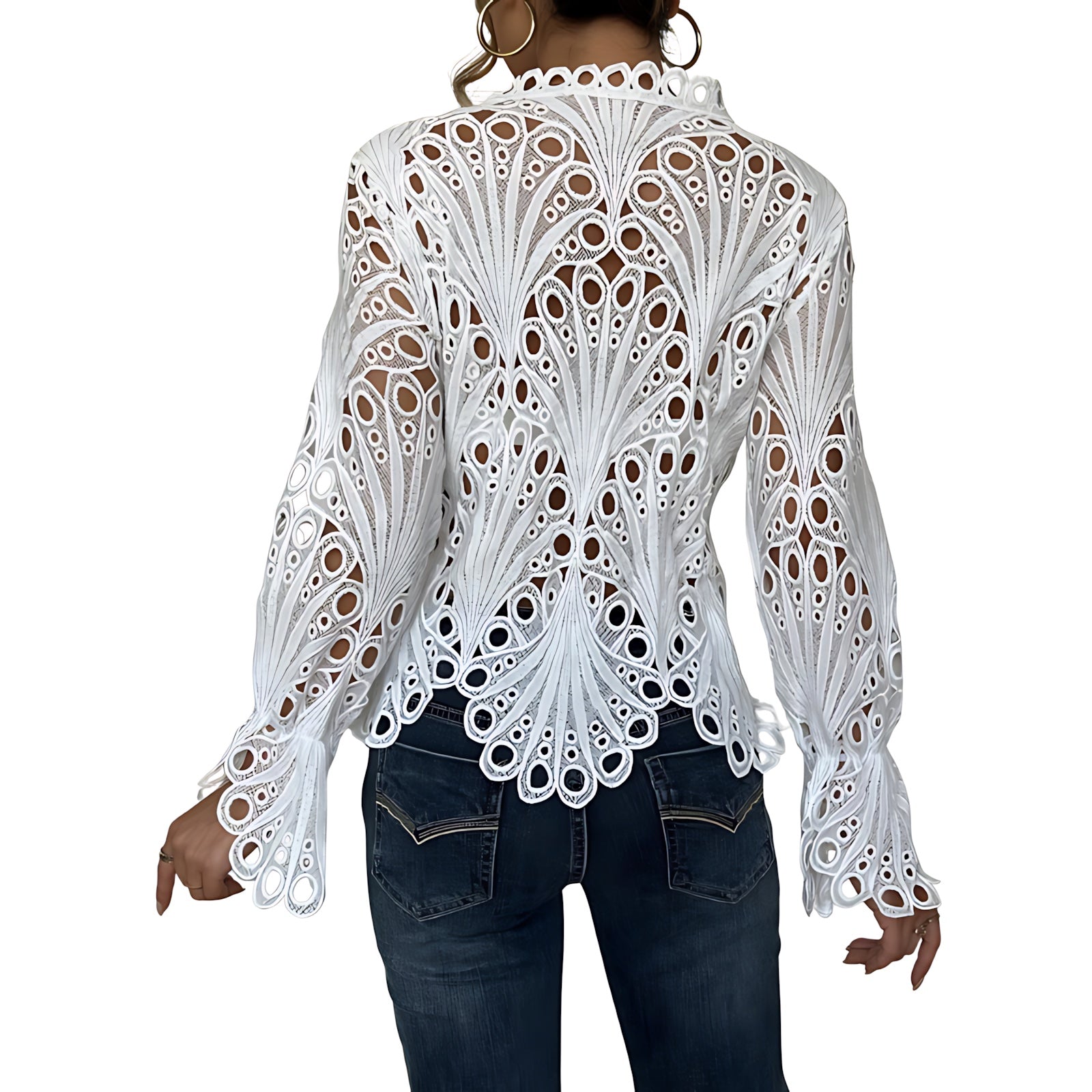 Ellie – Crochet Lace Long Sleeve Top