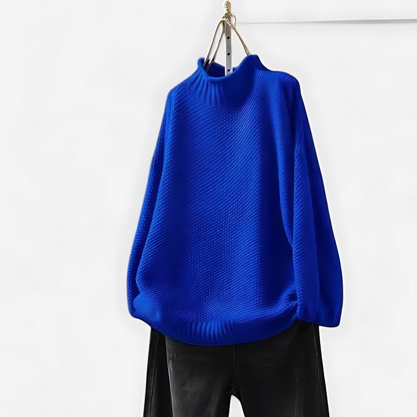 Ellie – Mock Neck Draped Knit Sweater