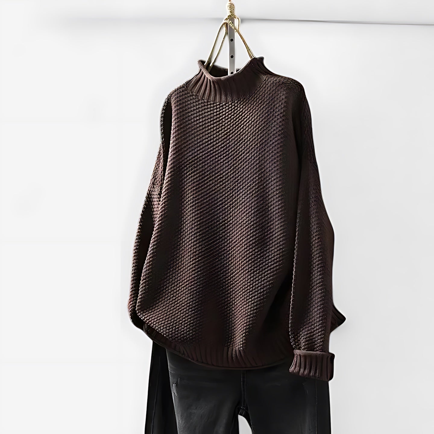 Ellie – Mock Neck Draped Knit Sweater