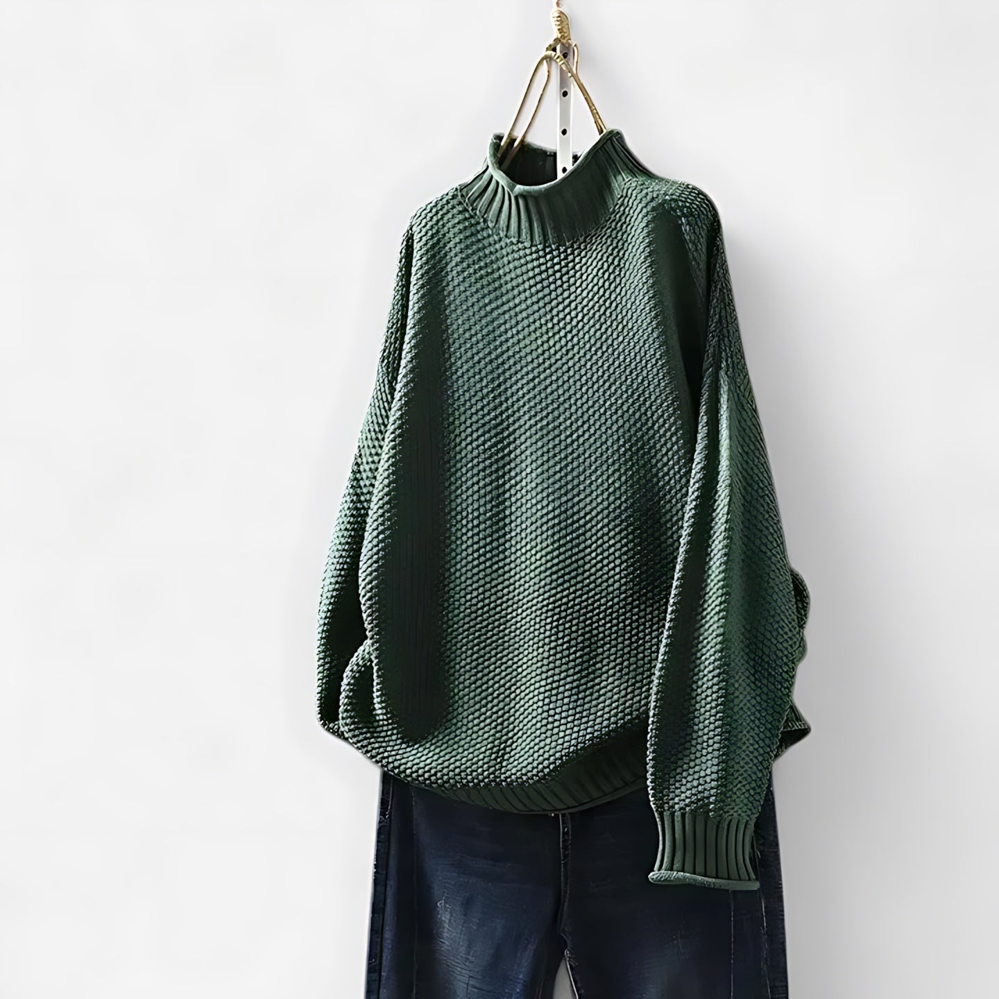 Ellie – Mock Neck Draped Knit Sweater