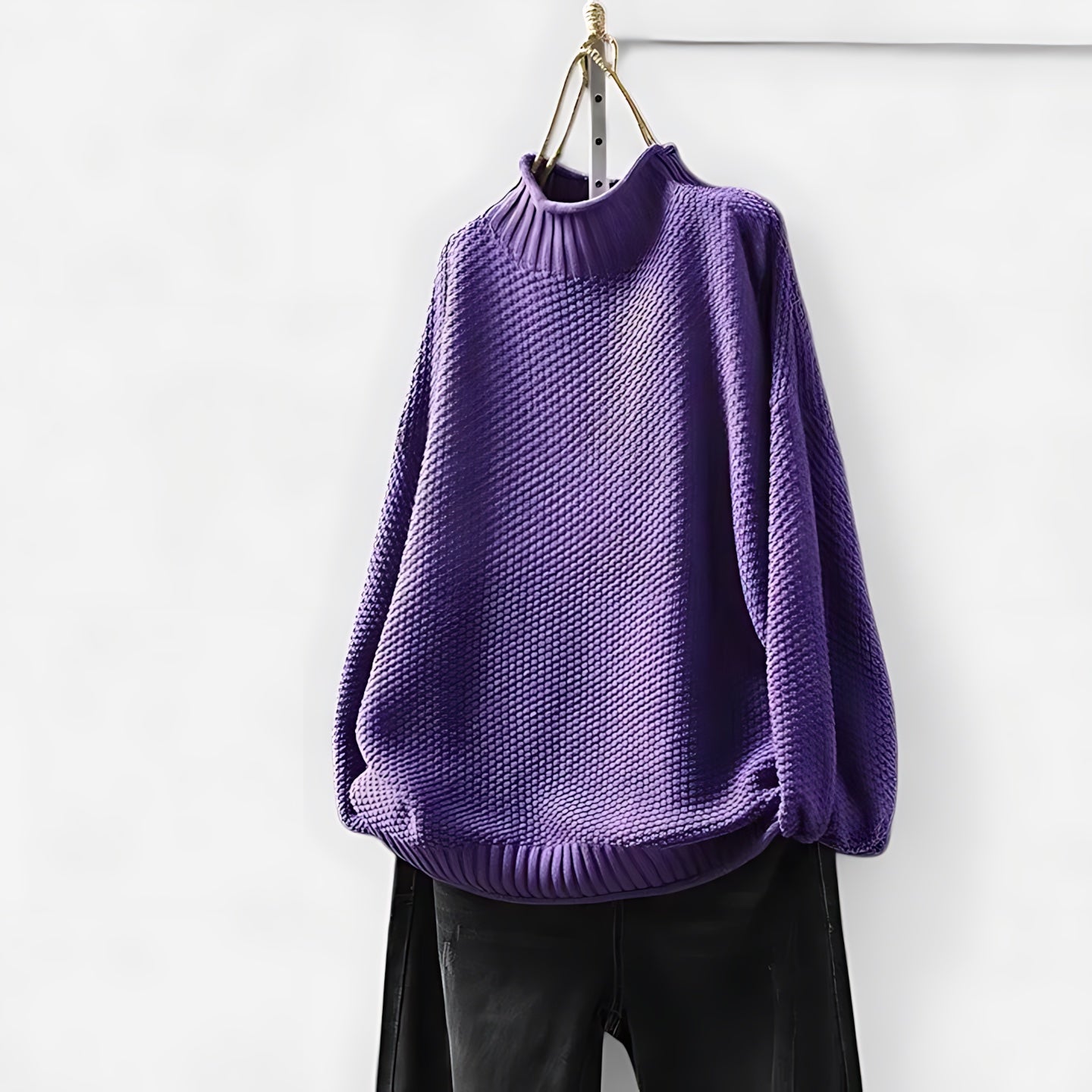 Ellie – Mock Neck Draped Knit Sweater