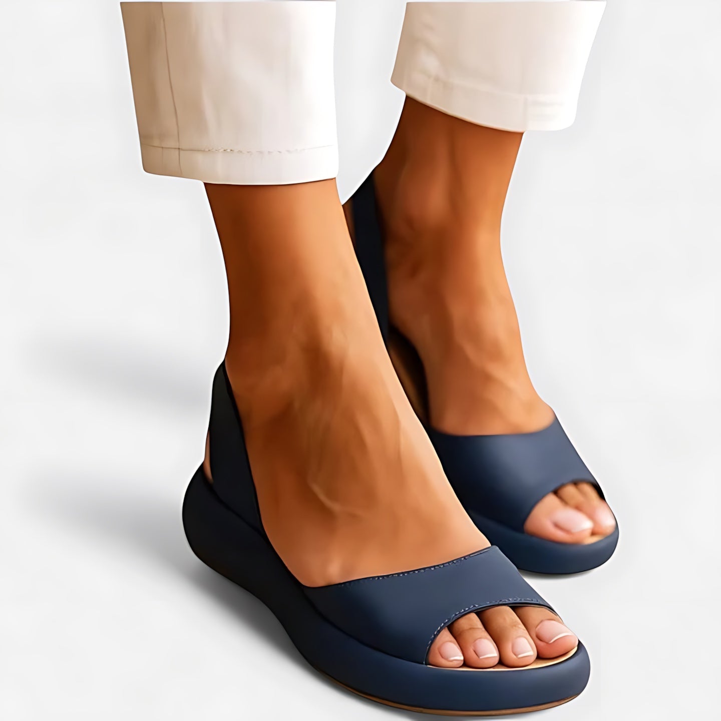 Eloise – Cross Strap Low Wedge Slide Sandals