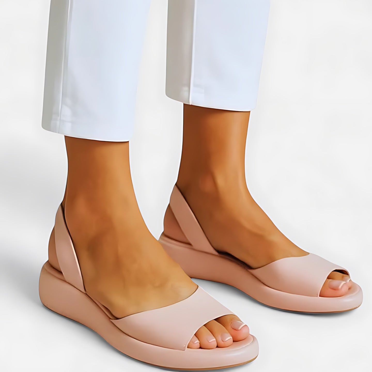 Eloise – Cross Strap Low Wedge Slide Sandals