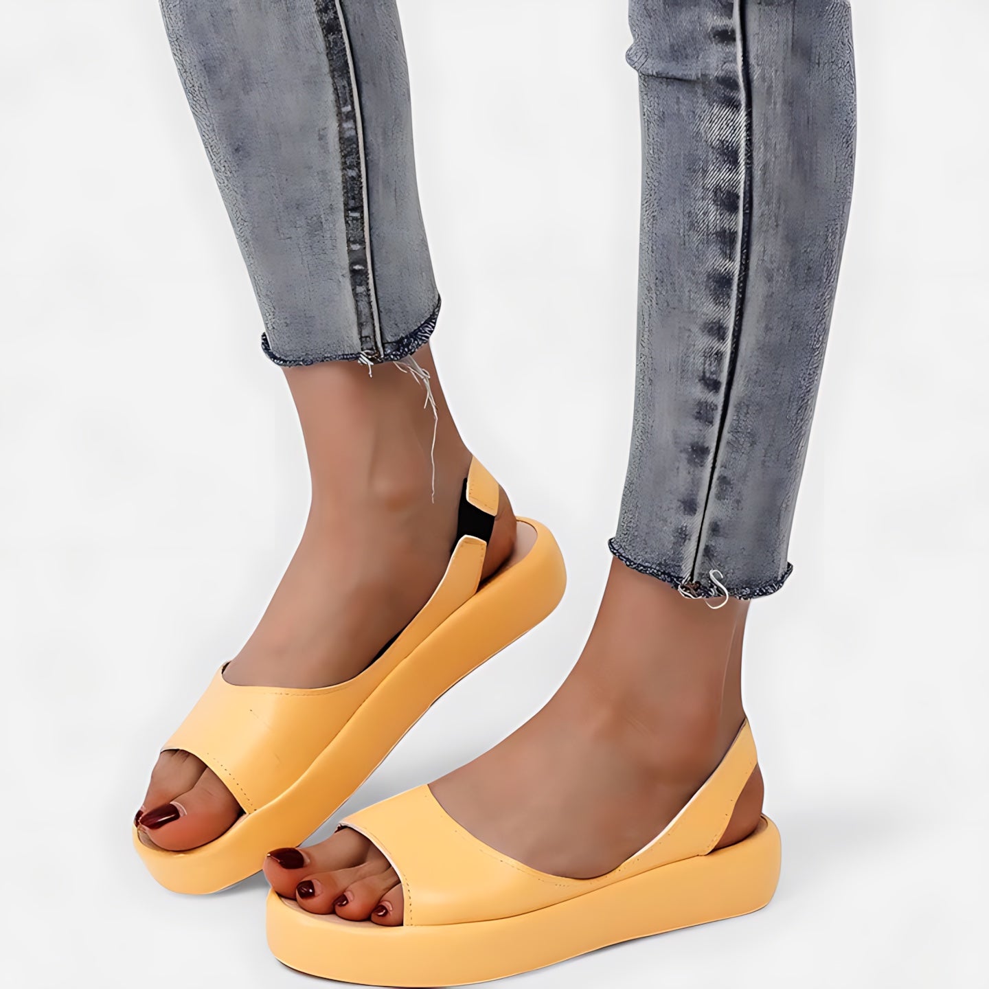 Eloise – Cross Strap Low Wedge Slide Sandals